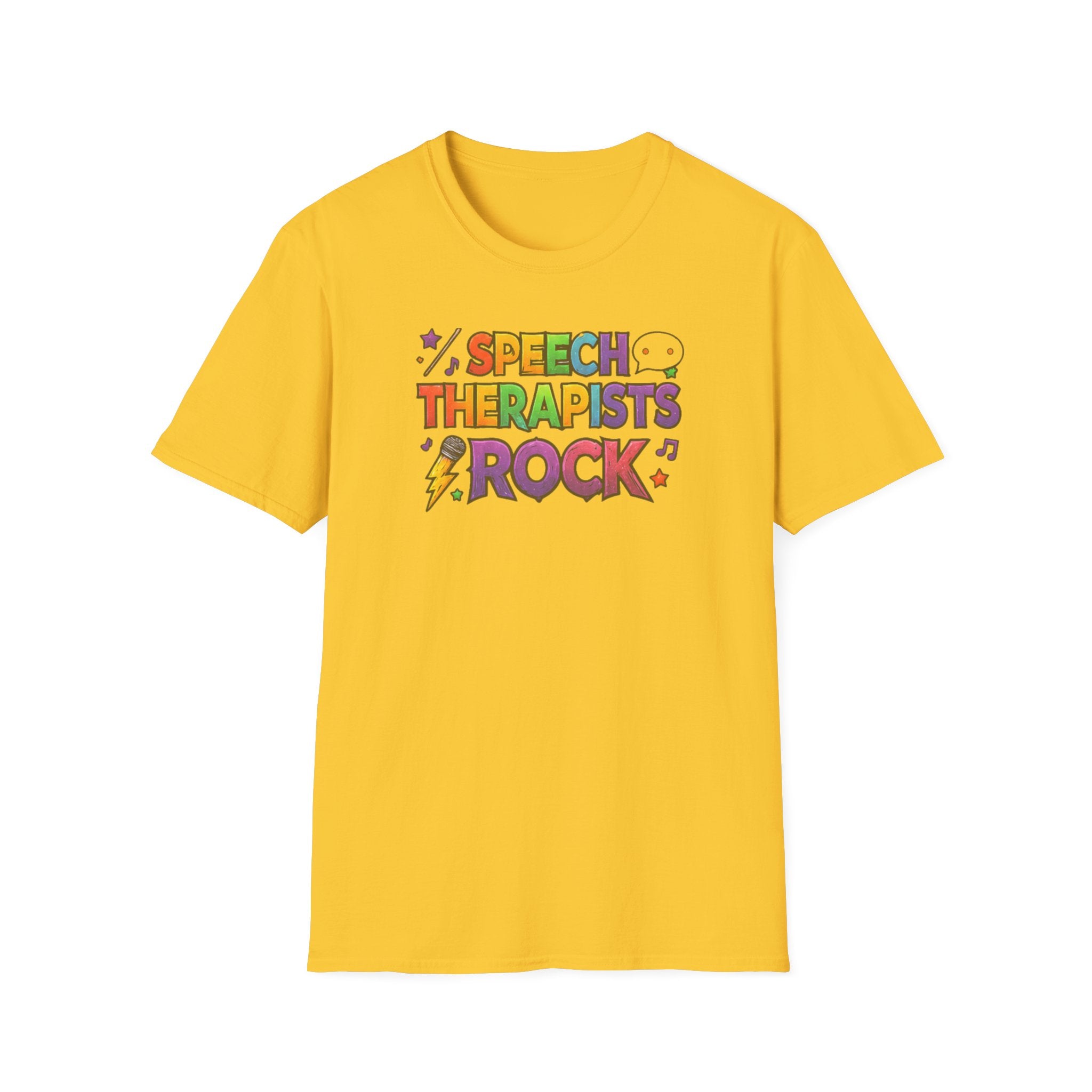Speech Therapists Rock T-Shirt — Colorful Retro Graphic Tee for SLPs