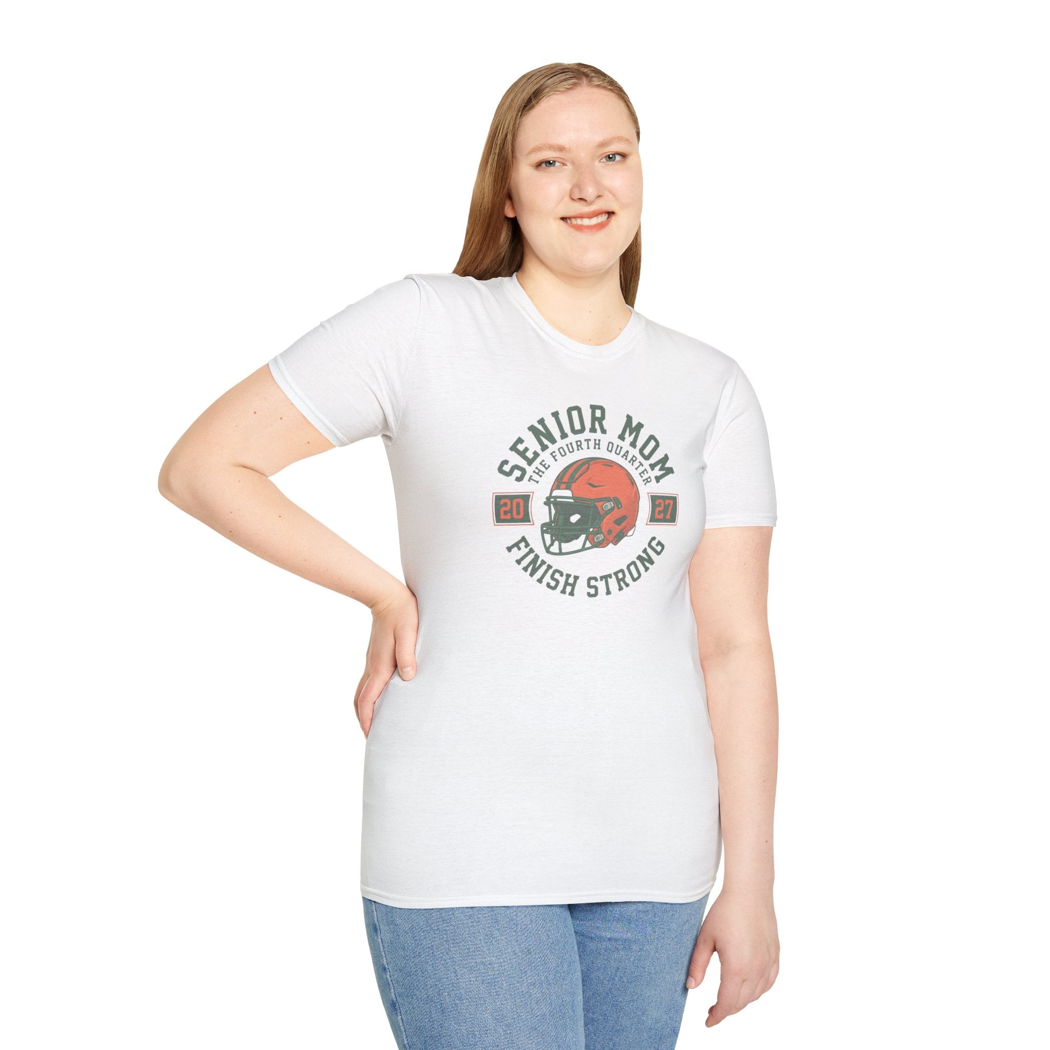 Senior Mom 2027 Football Helmet Tee — Finish Strong Mom Shirt