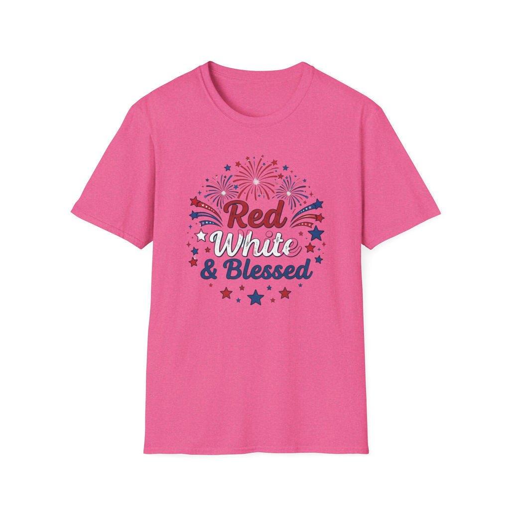 T-Shirt — "Red White & Blessed" Patriotic Fireworks Tee for 4th of July