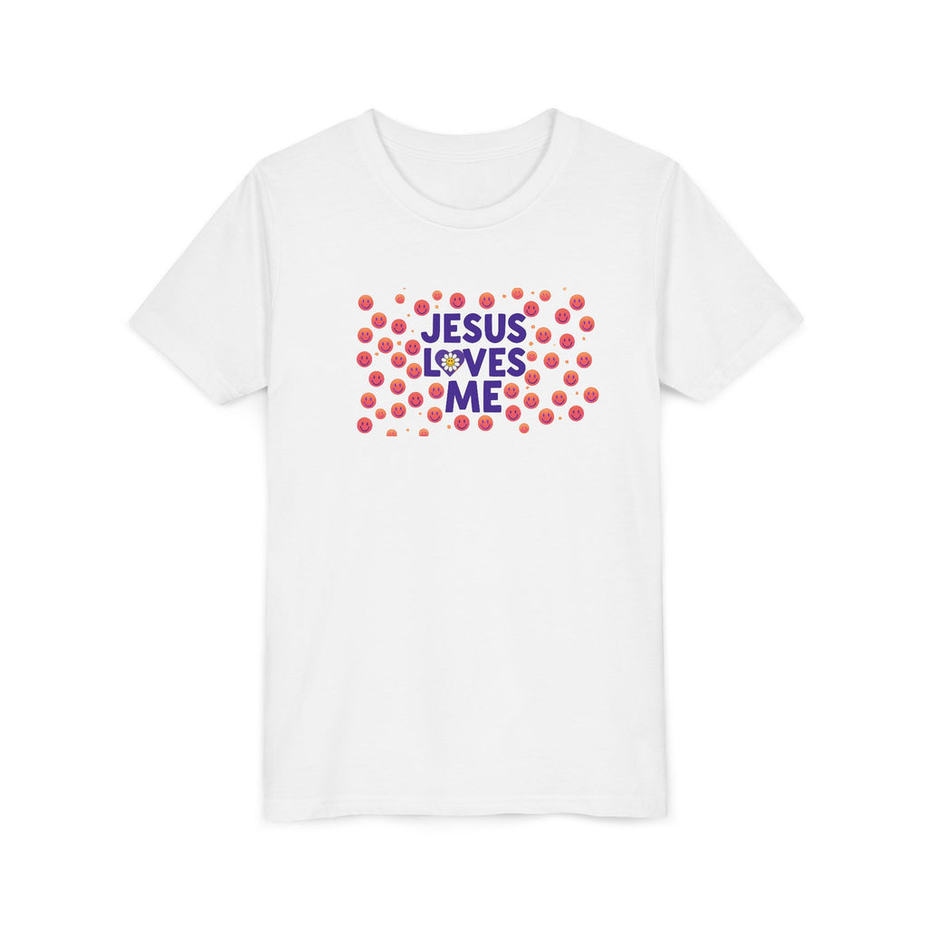Youth Tee - "Jesus Loves Me" Colorful Dot Christian Kids Shirt