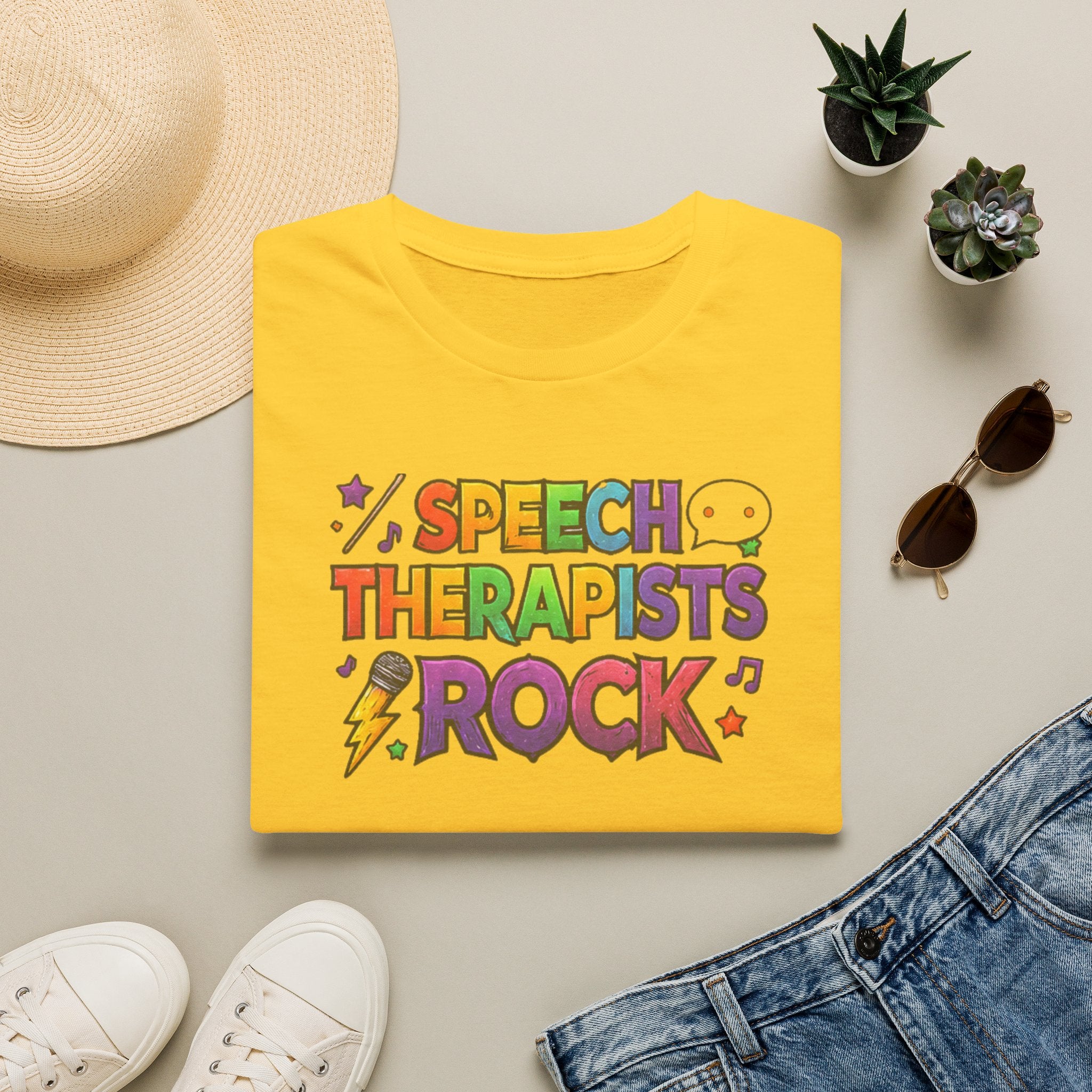 Speech Therapists Rock T-Shirt — Colorful Retro Graphic Tee for SLPs
