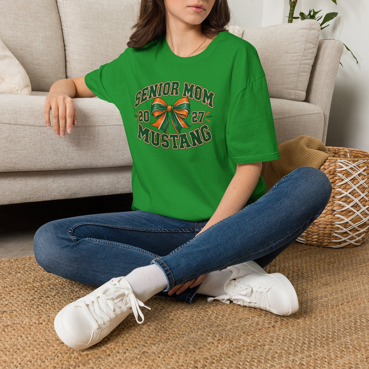 Senior Mom 2027 Mustang T-Shirt — Graduation Cheer Mom Shirt