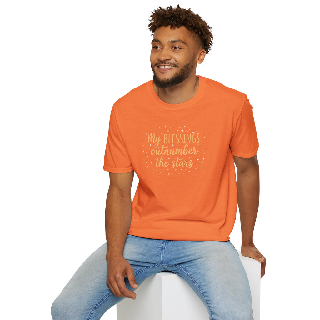 T-Shirt — “My Blessings Outnumber the Stars” Inspirational Script Tee