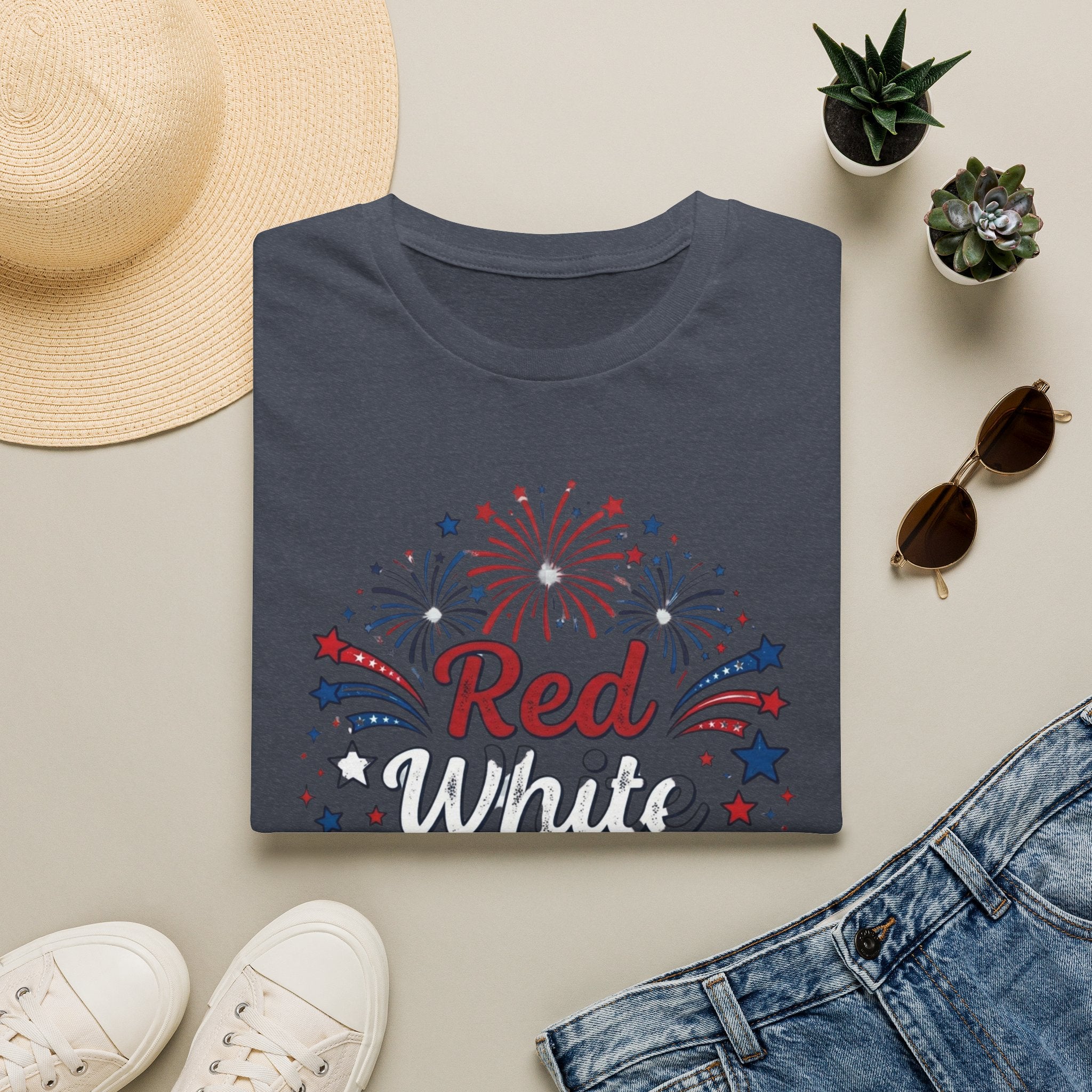 T-Shirt — "Red White & Blessed" Patriotic Fireworks Tee for 4th of July