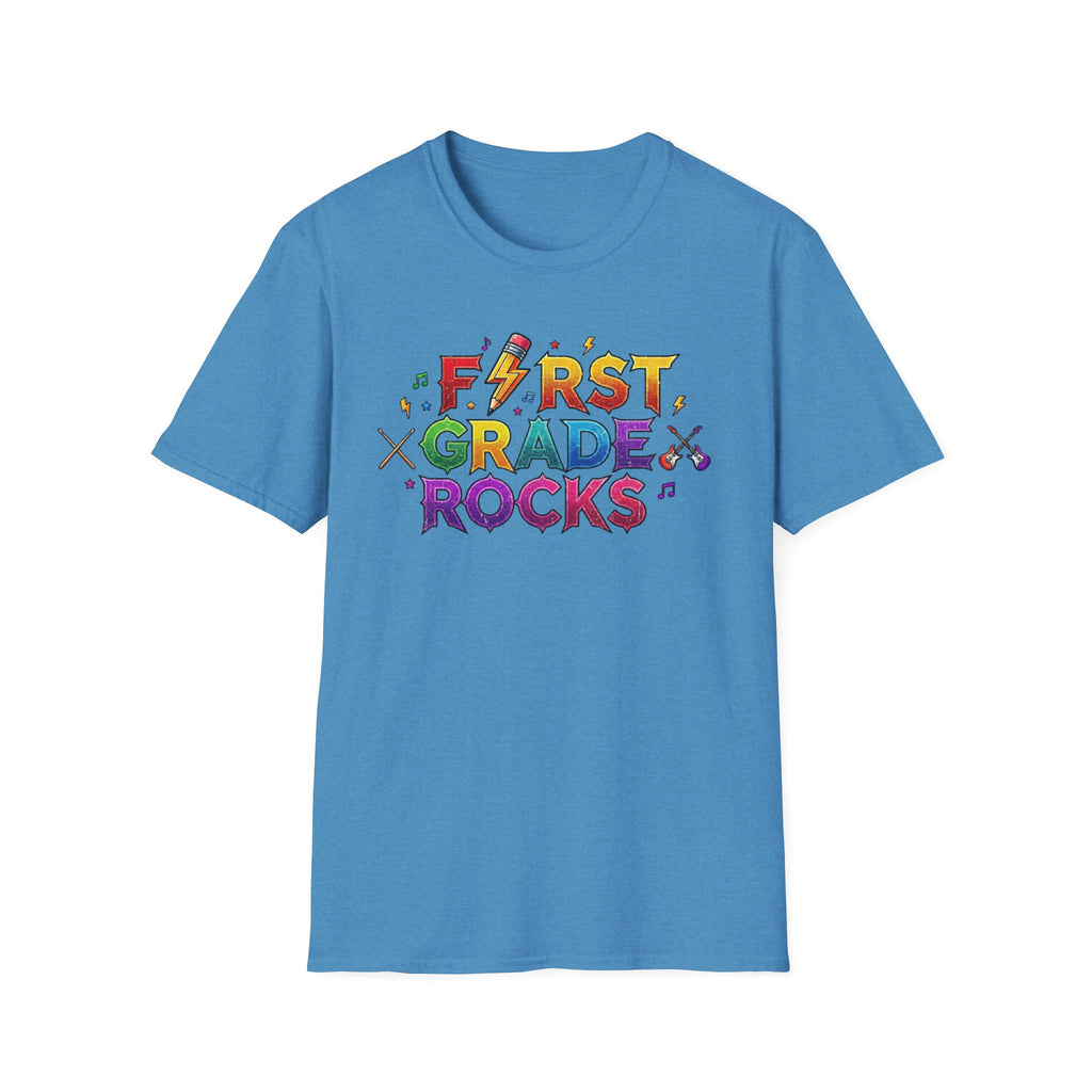 First Grade Rocks T-Shirt — Colorful Back-to-School Tee for Teachers & Students