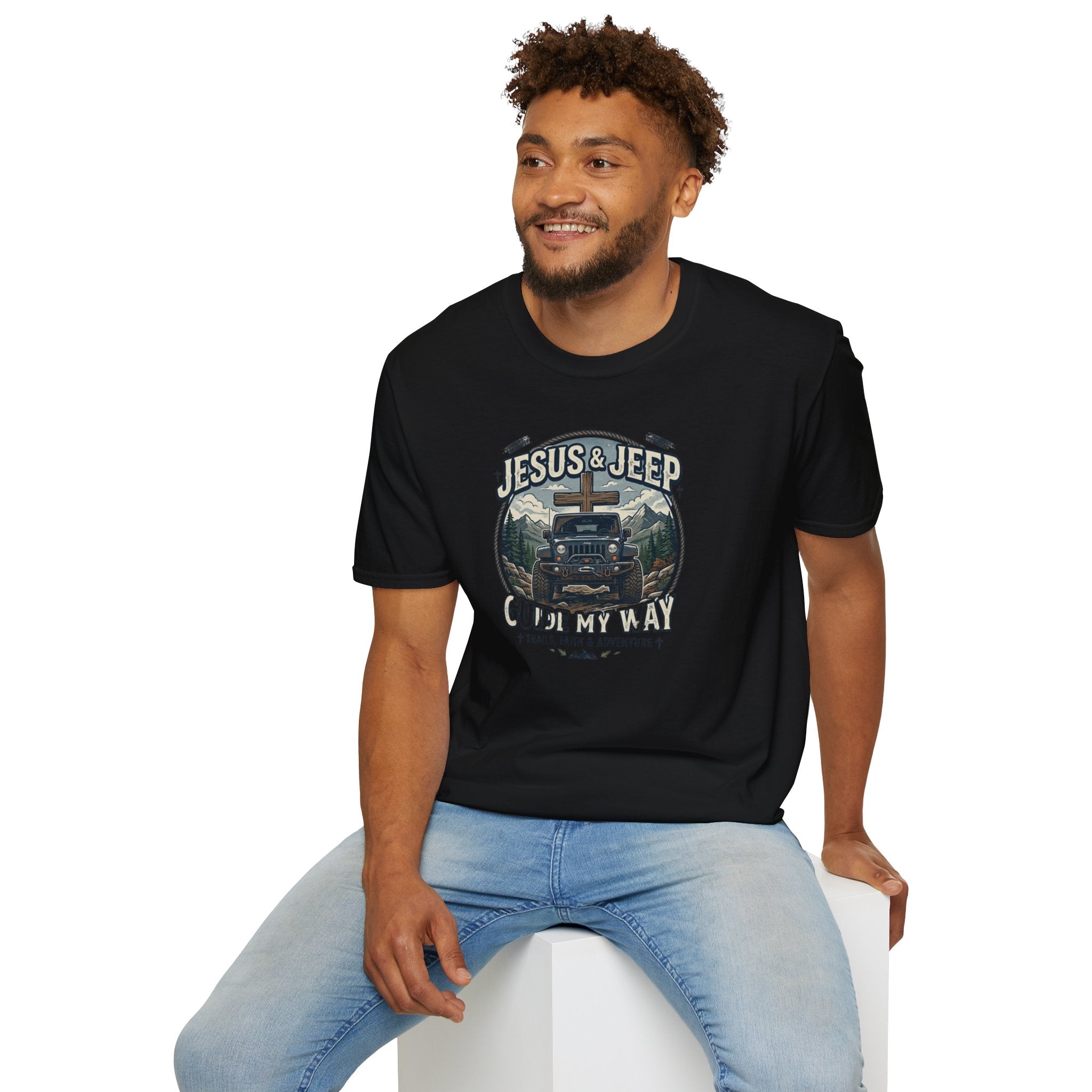 Jesus & Jeep T‑Shirt — Christian Off‑Road Faith Tee ("Jesus & Jeep Guide My Way")