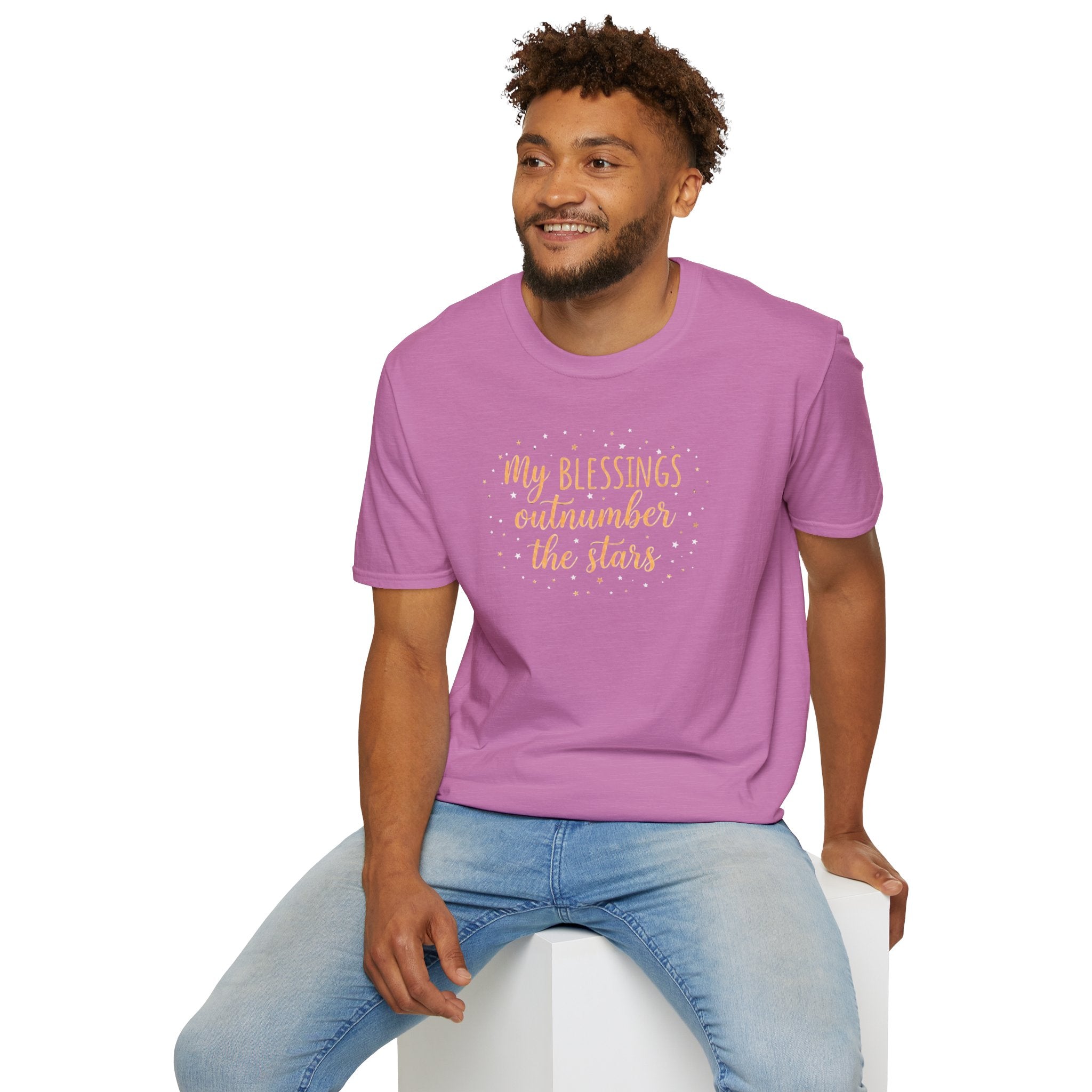 T-Shirt — “My Blessings Outnumber the Stars” Inspirational Script Tee