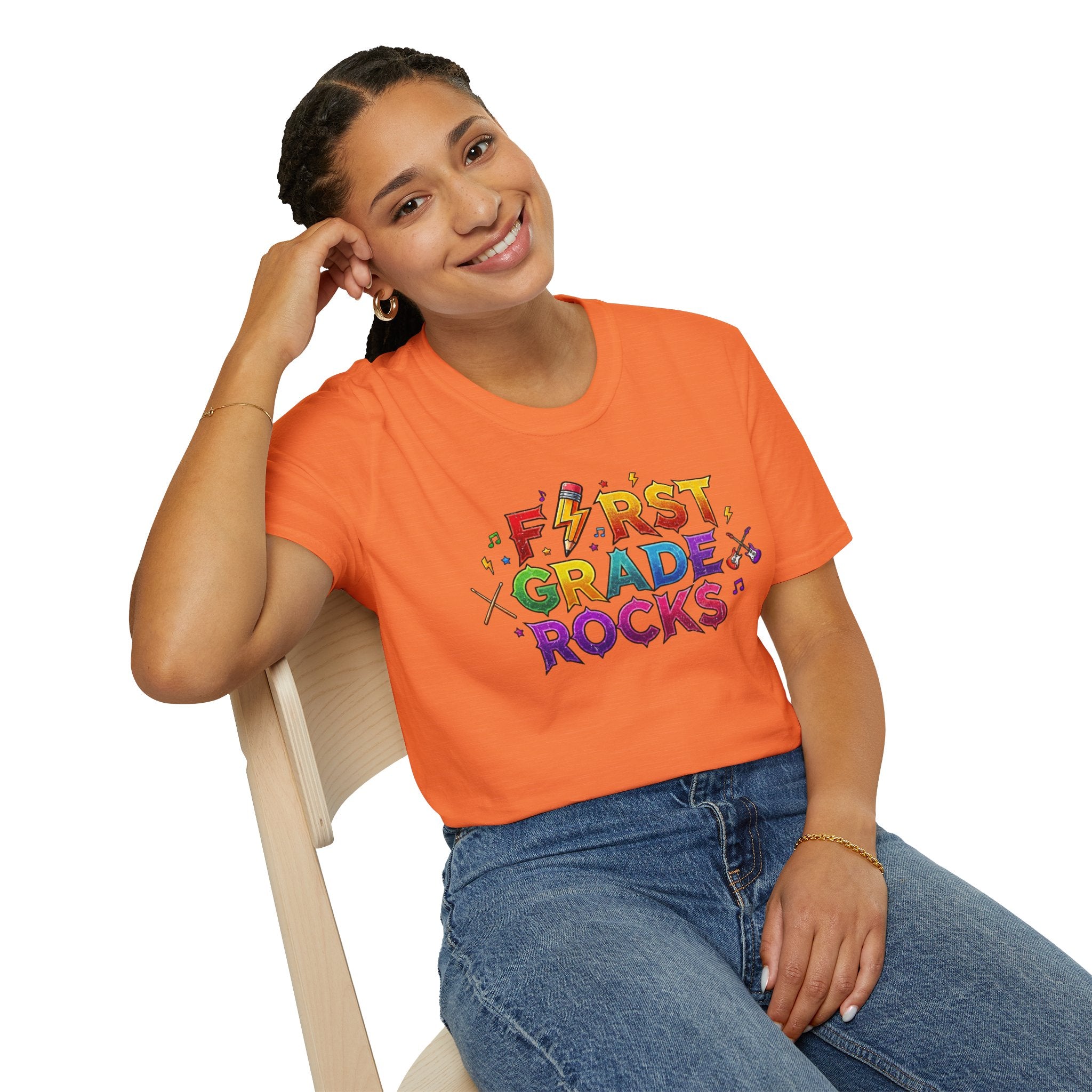 First Grade Rocks T-Shirt — Colorful Back-to-School Tee for Teachers & Students