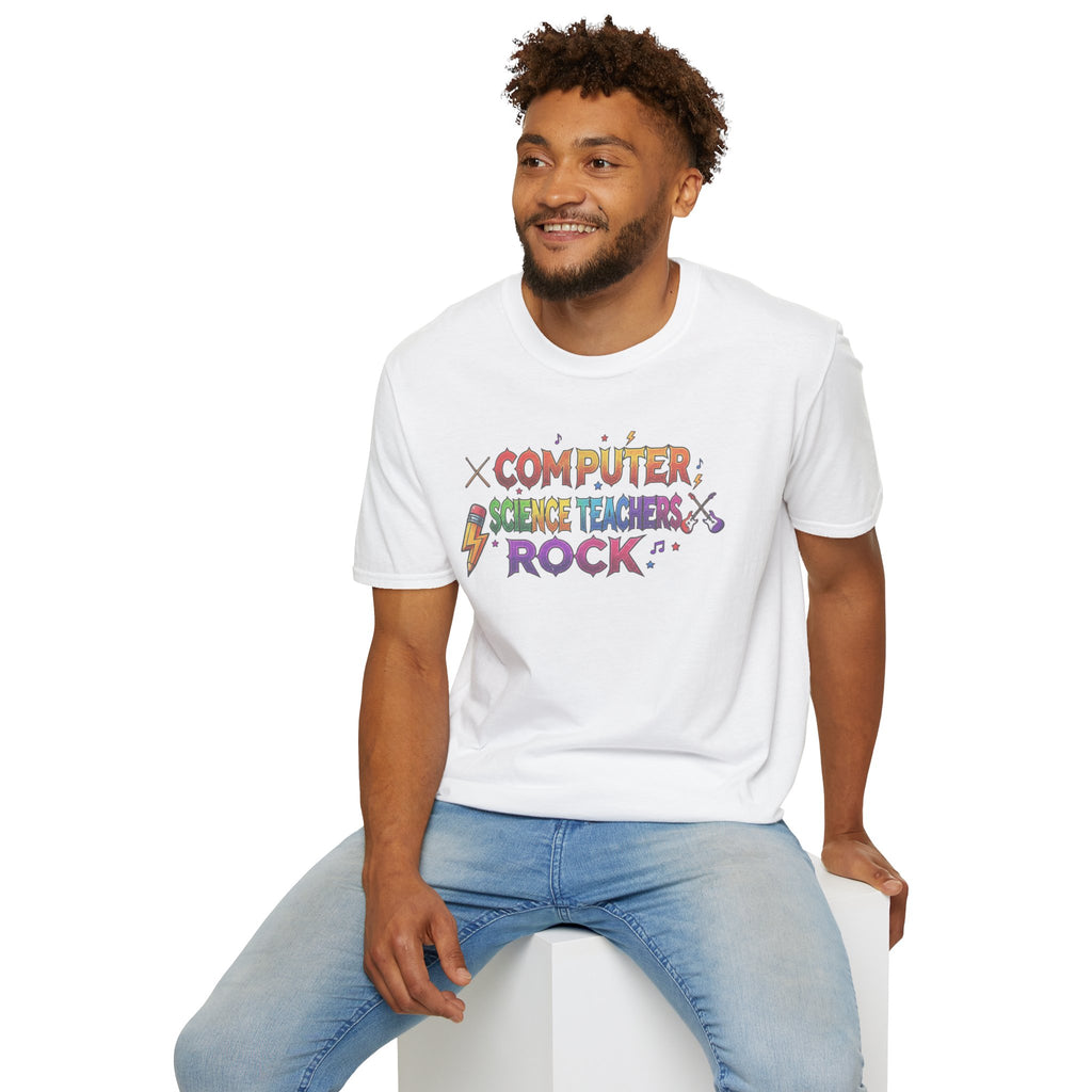 Computer Science Teachers Rock T-Shirt — Colorful Retro Teacher Appreciation Tee