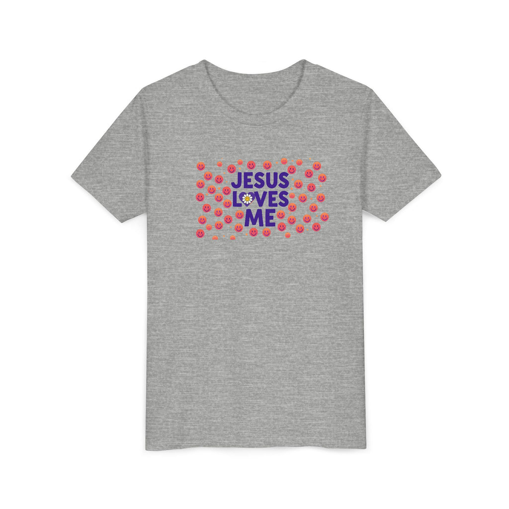 Youth Tee - "Jesus Loves Me" Colorful Dot Christian Kids Shirt