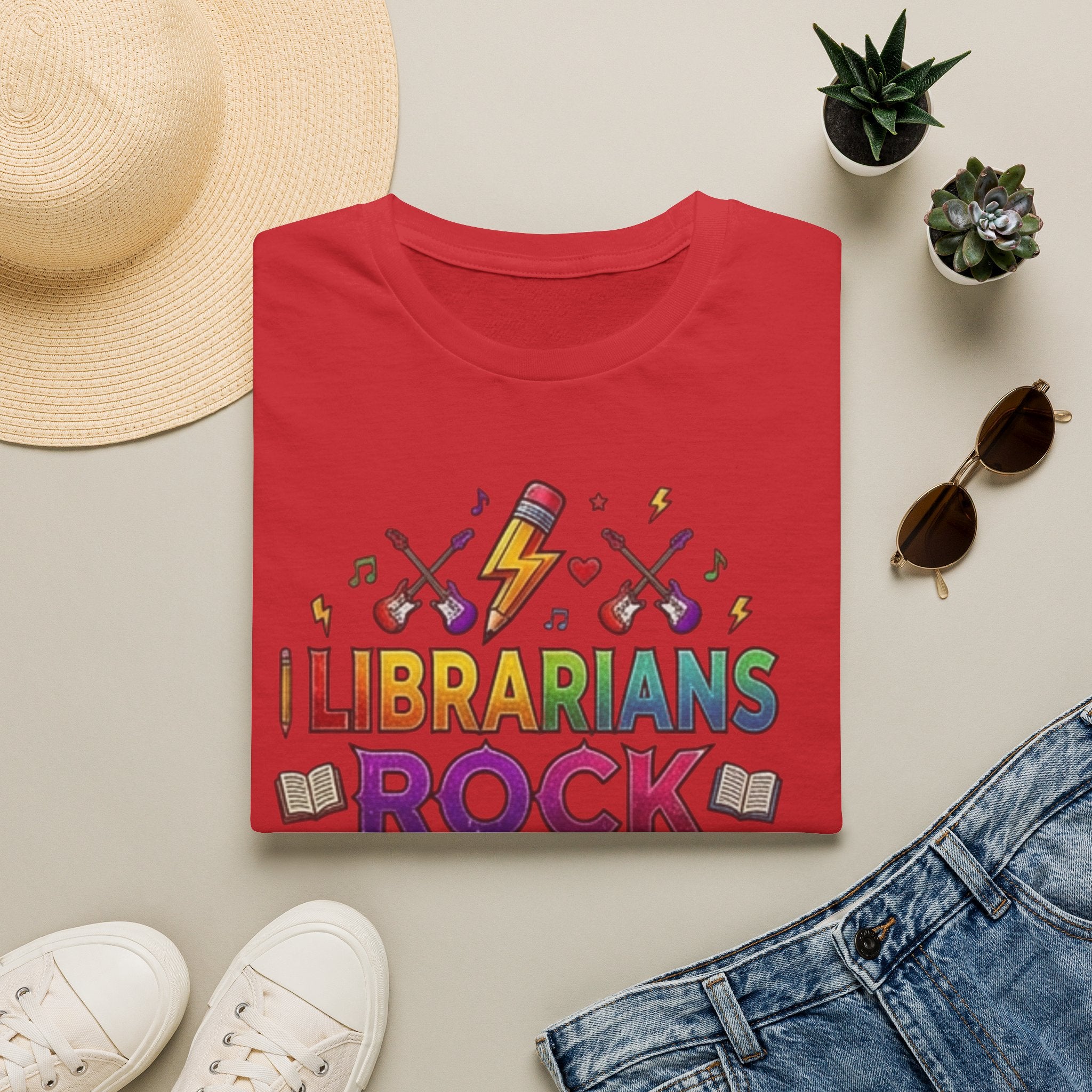 Librarians Rock T-Shirt — Colorful Music & Books Design