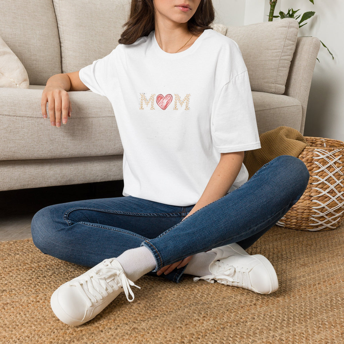 Mom Heart T-Shirt — Floral Leopard MOM Design for Mother's Day & Everyday