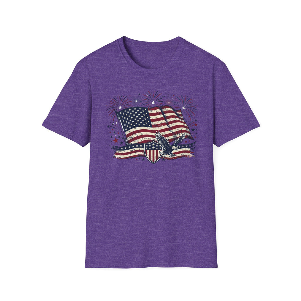 American Flag Eagle T-Shirt — Patriotic 4th of July Tee with Fireworks