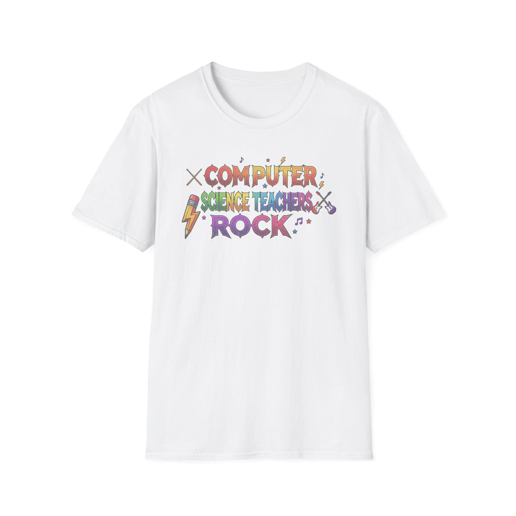 Computer Science Teachers Rock T-Shirt — Colorful Retro Teacher Appreciation Tee