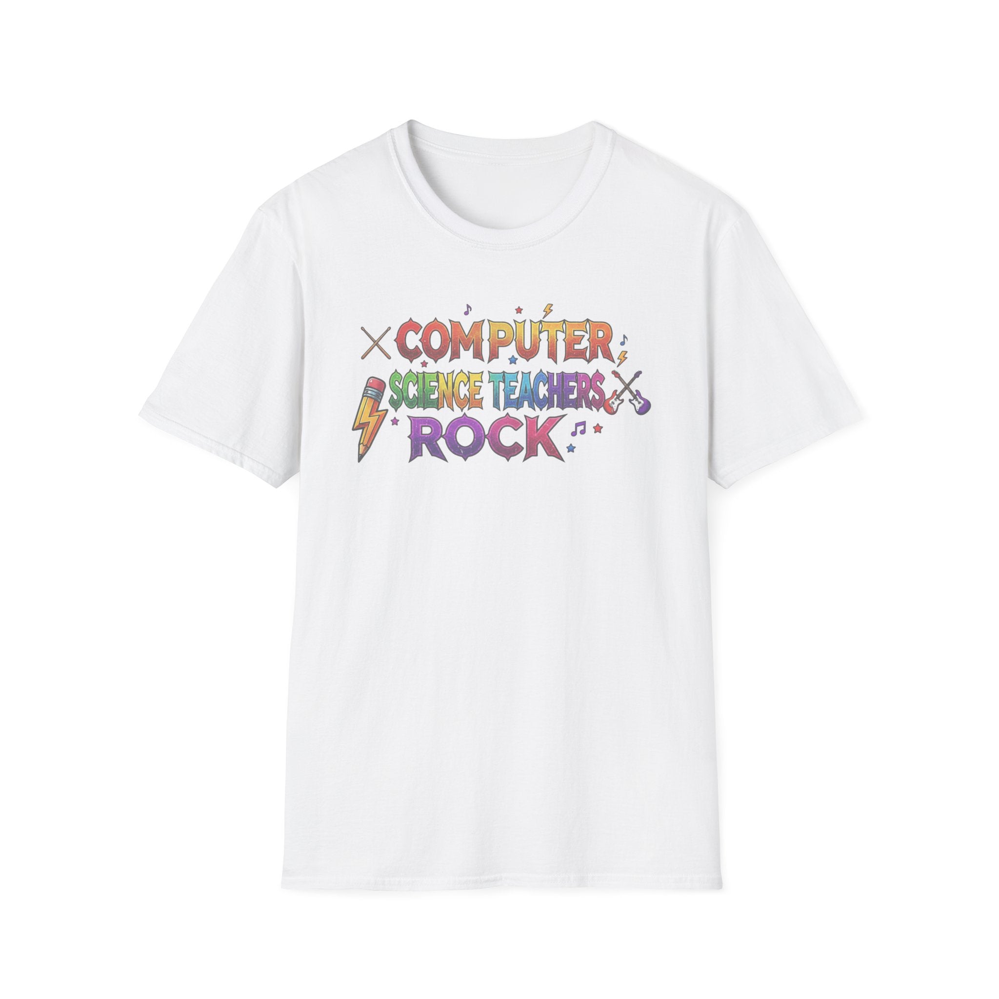 Computer Science Teachers Rock T-Shirt — Colorful Retro Teacher Appreciation Tee