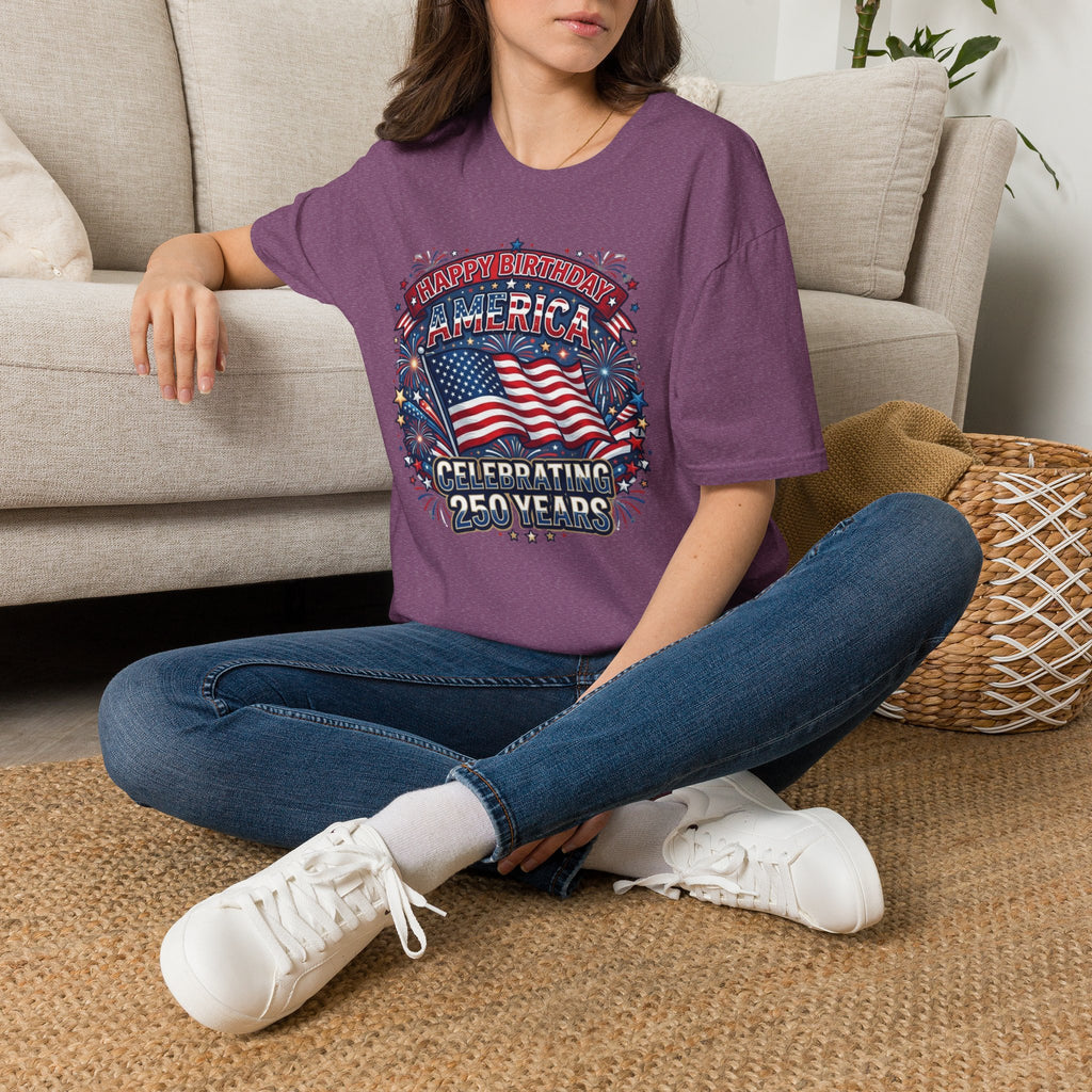 T-Shirt — "Happy Birthday America" Patriotic Flag Tee for 4th of July