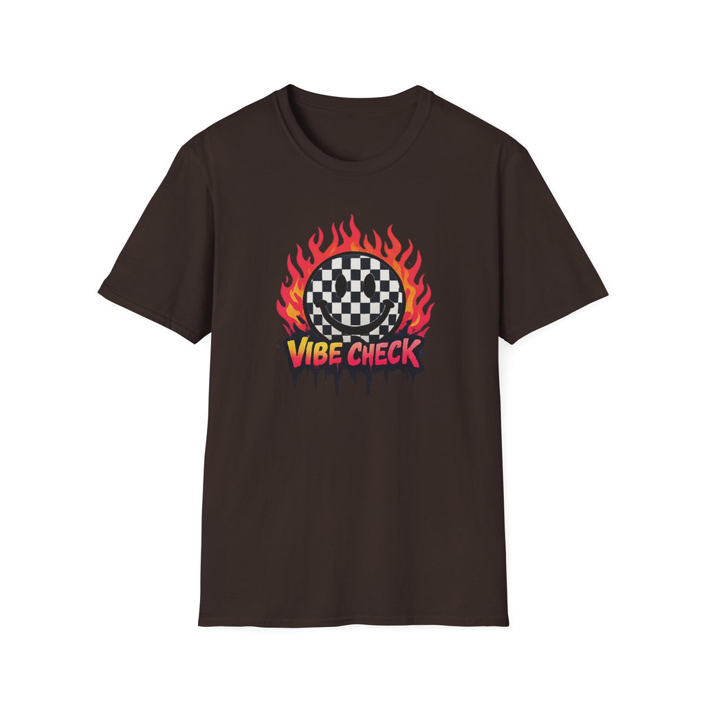 Vibe Check Graphic T-Shirt — Checkerboard Flame Design