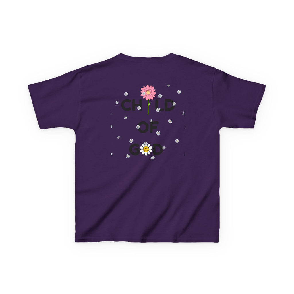 Child of God Kids Tee — Floral Daisy Christian T‑Shirt for Girls & Boys
