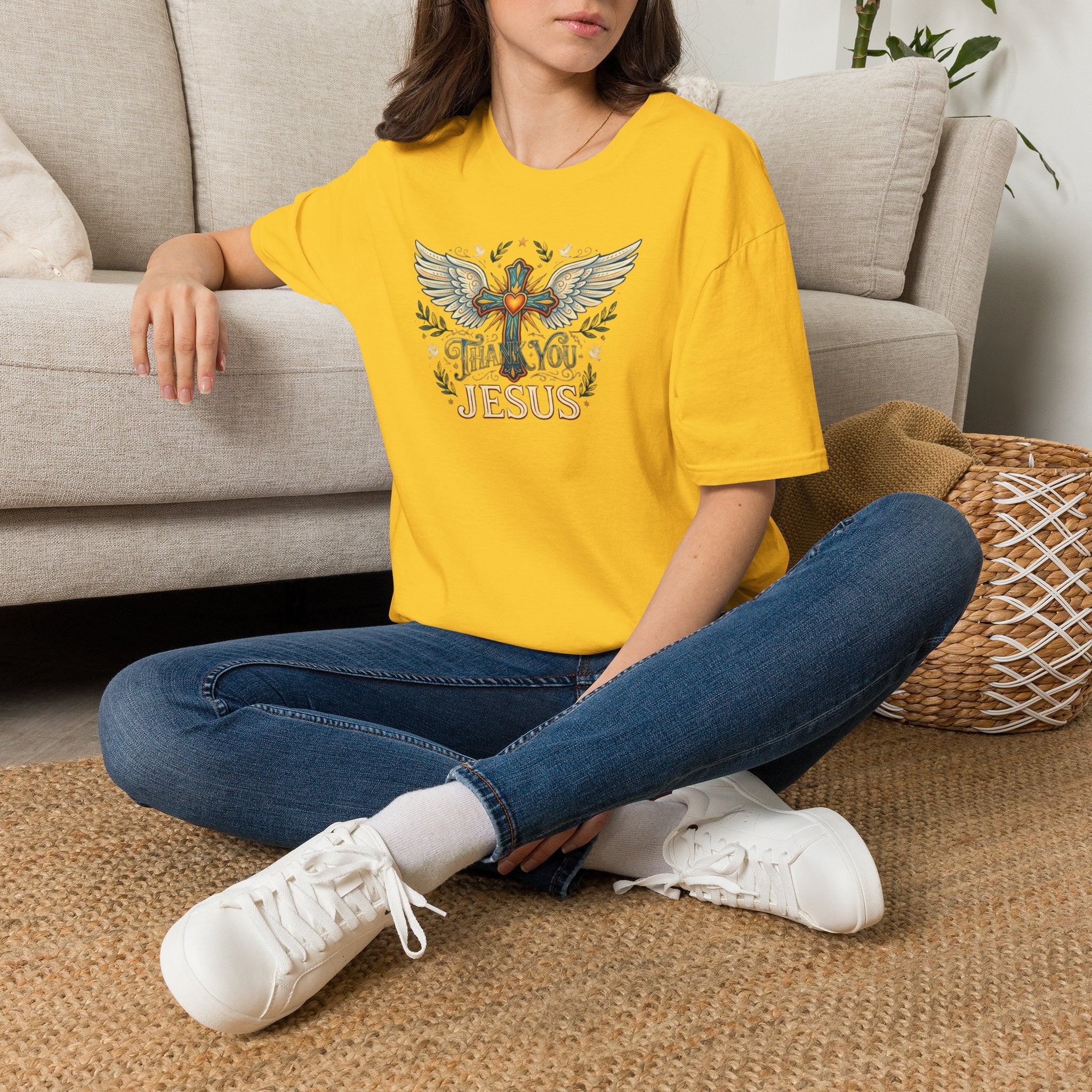 Thank You Jesus T-Shirt — Winged Cross Christian Faith Tee