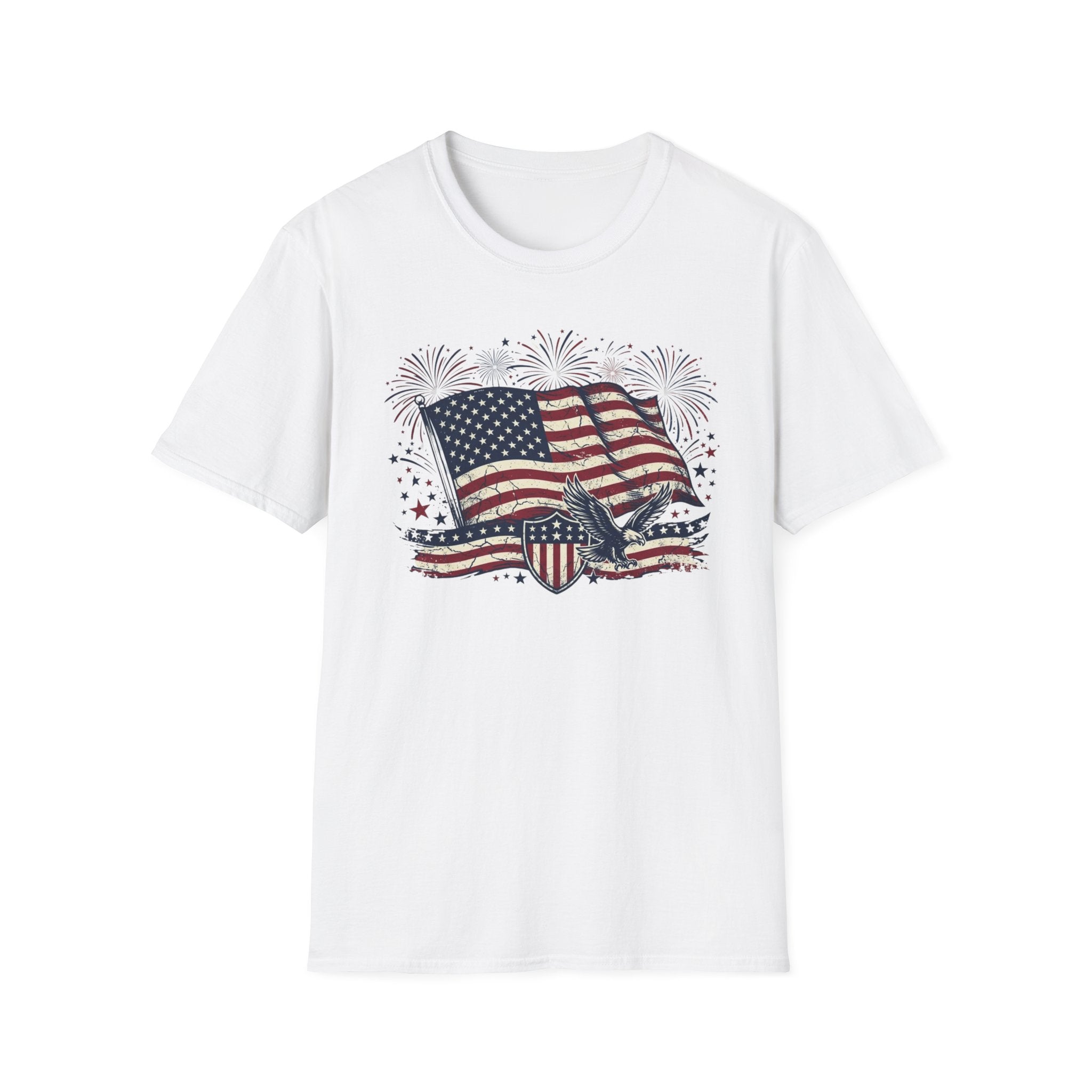 American Flag Eagle T-Shirt — Patriotic 4th of July Tee with Fireworks
