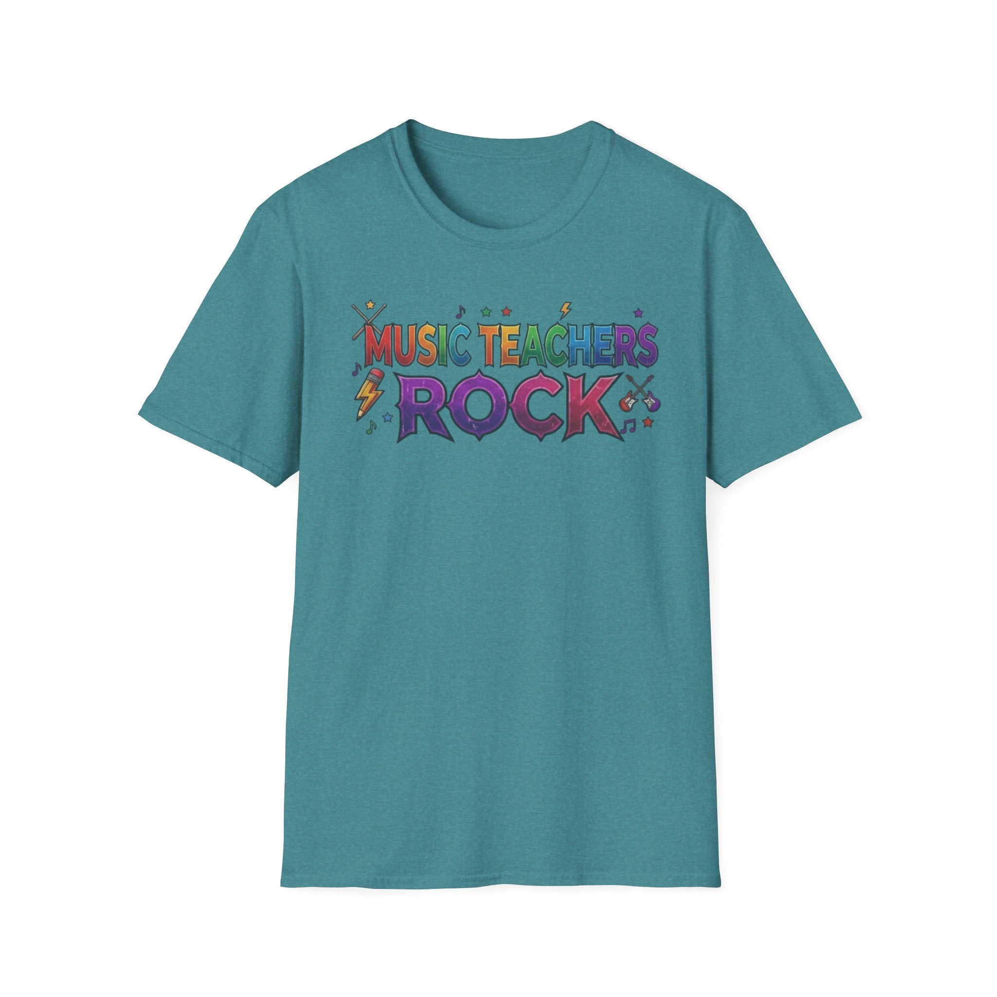 Music Teachers Rock T‑Shirt — Funky Colorful Graphic Tee for Music Educators