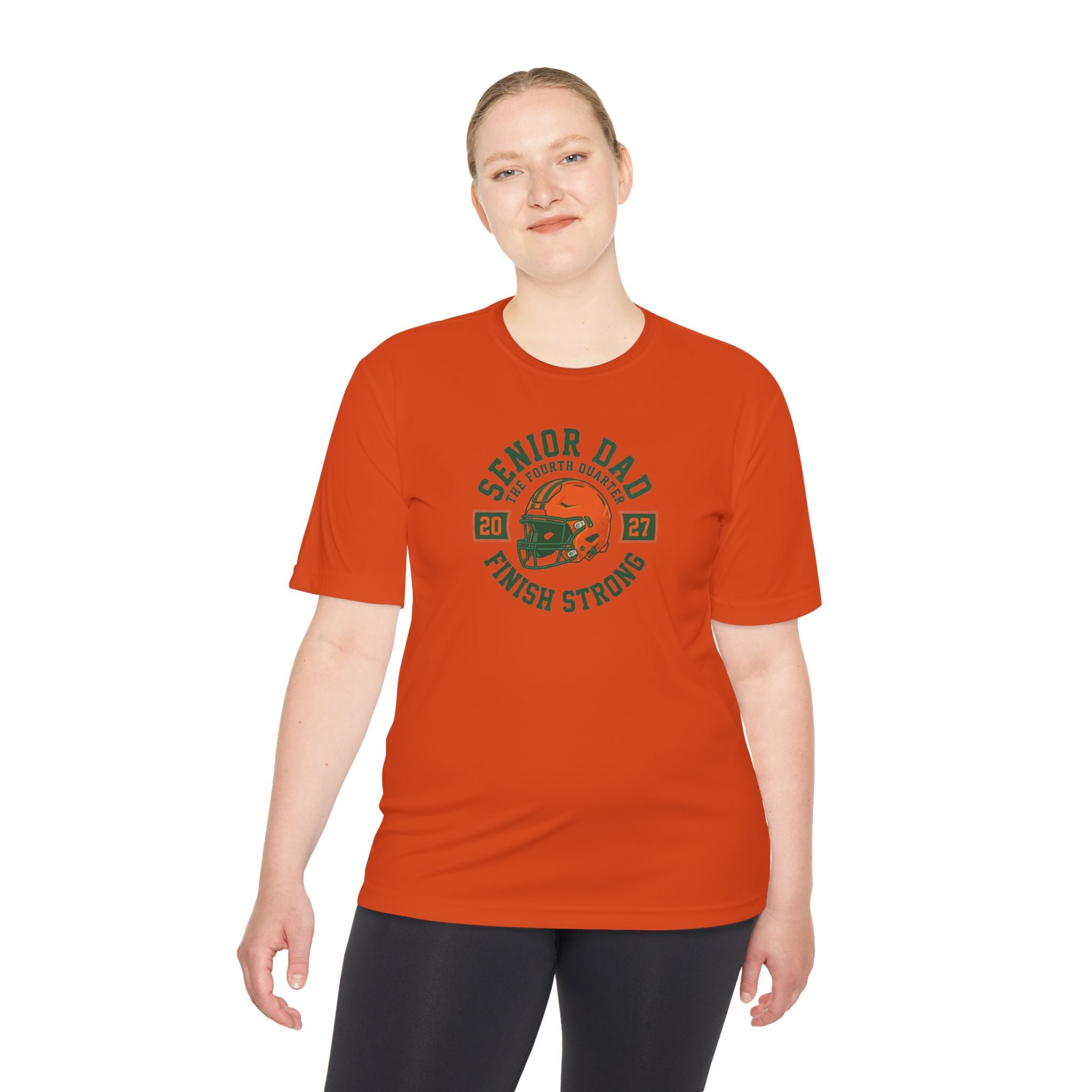 Senior Dad Tee "Finish Strong" – Football Dad Moisture-Wicking Shirt