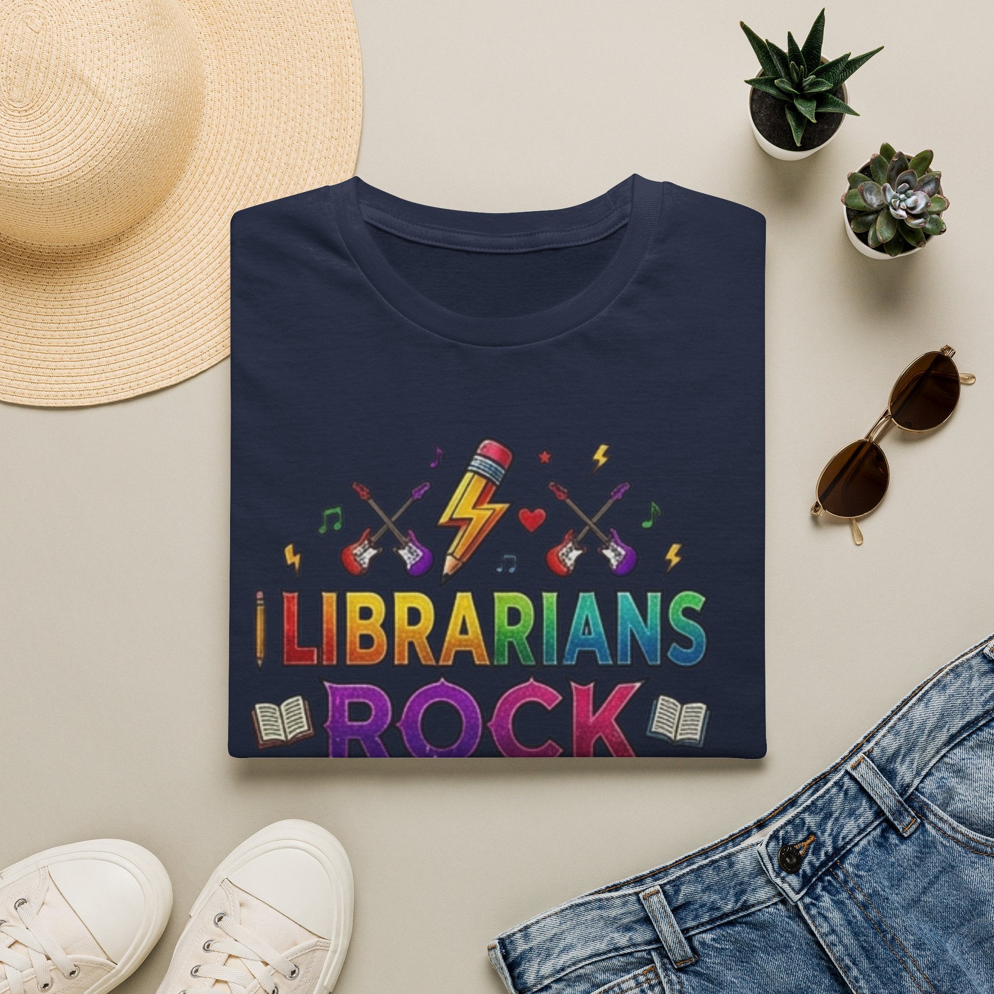 Librarians Rock T-Shirt — Colorful Music & Books Design