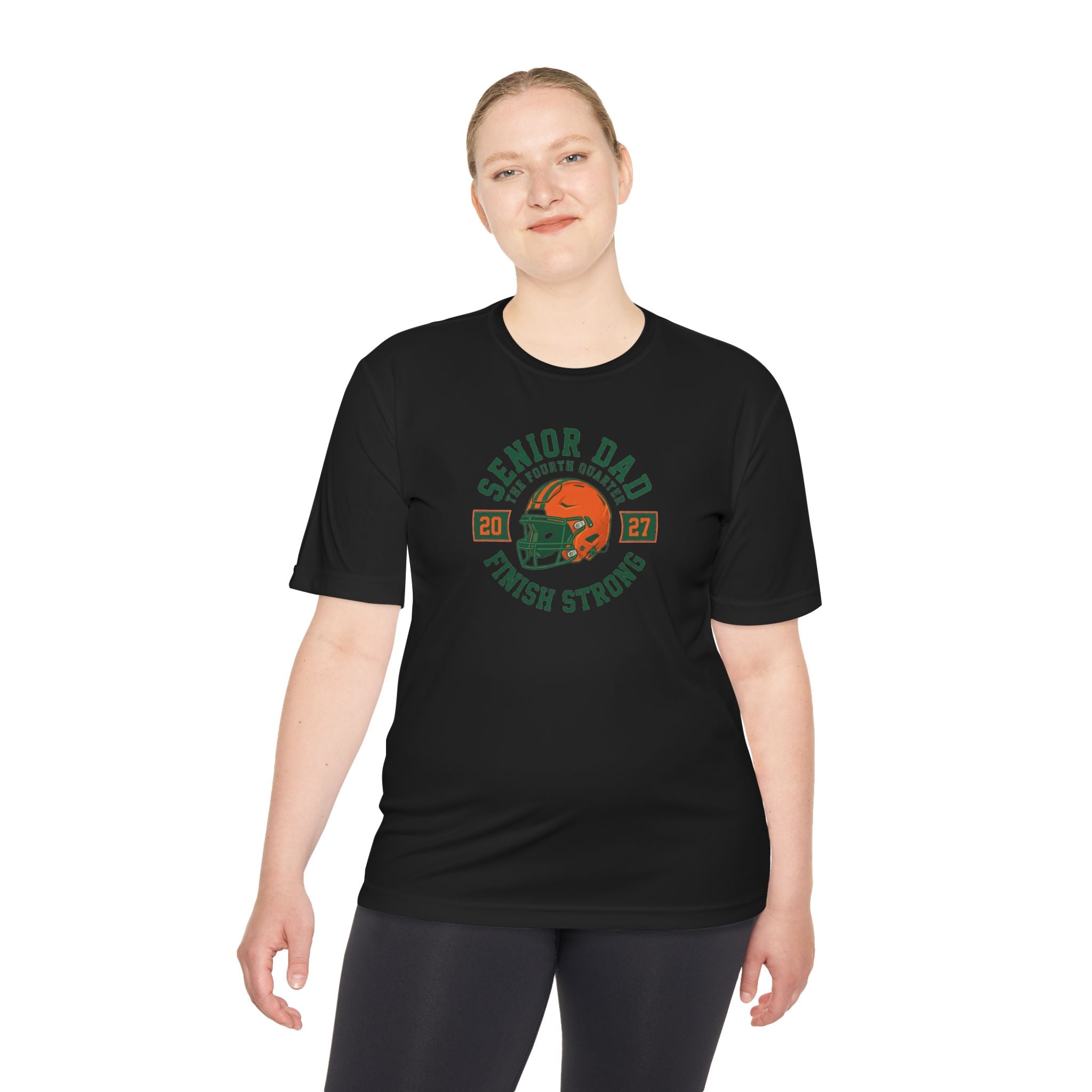 Senior Dad Tee "Finish Strong" – Football Dad Moisture-Wicking Shirt