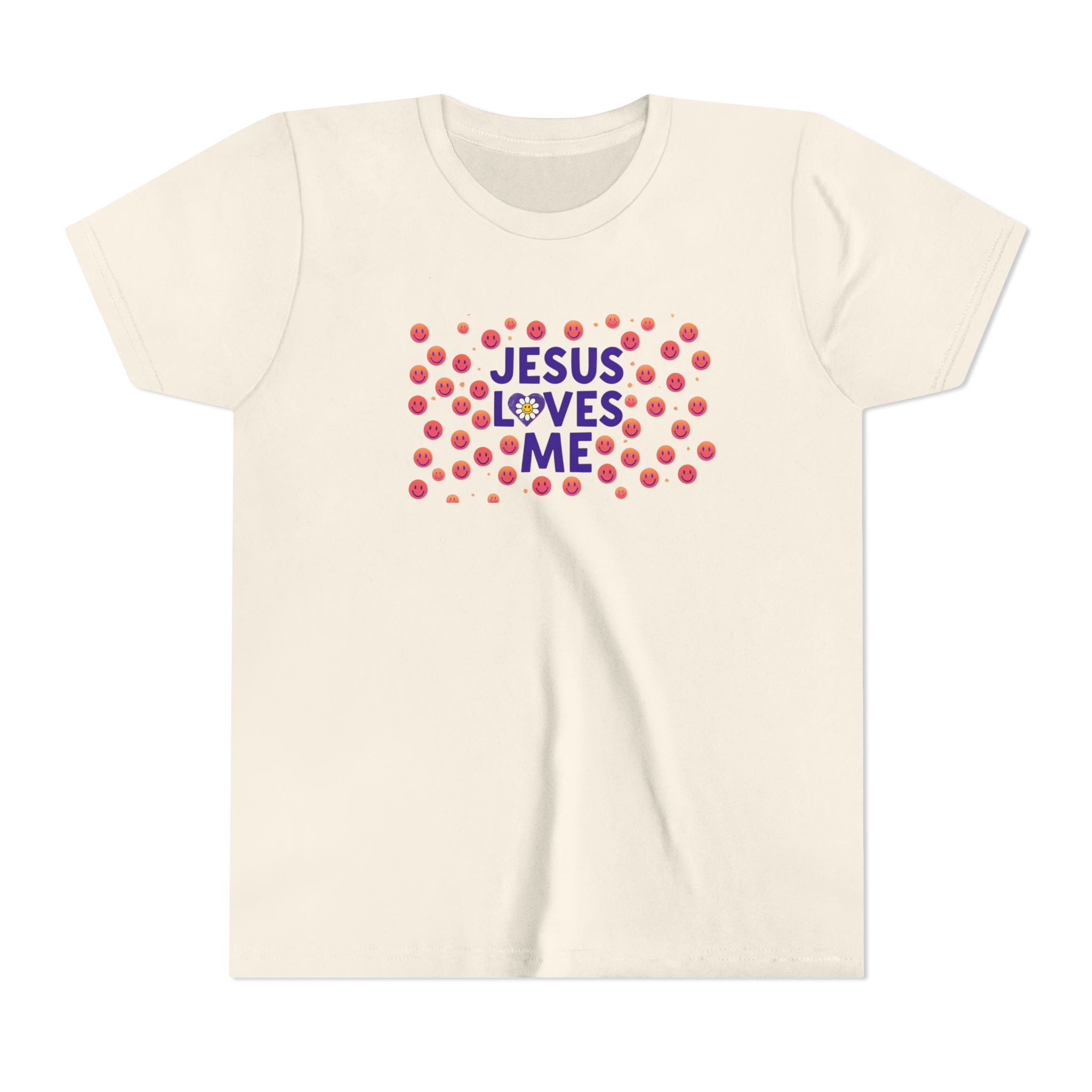 Youth Tee - "Jesus Loves Me" Colorful Dot Christian Kids Shirt