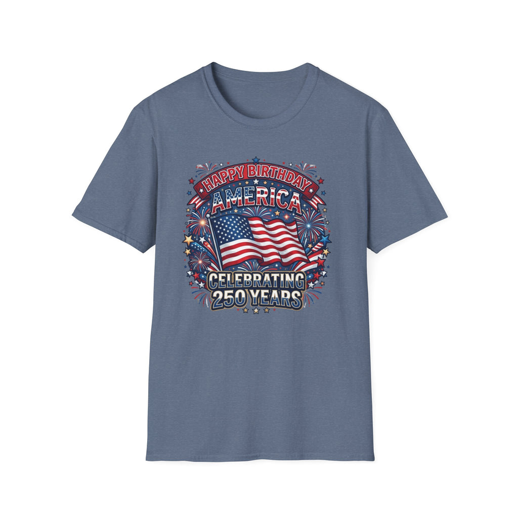T-Shirt — "Happy Birthday America" Patriotic Flag Tee for 4th of July