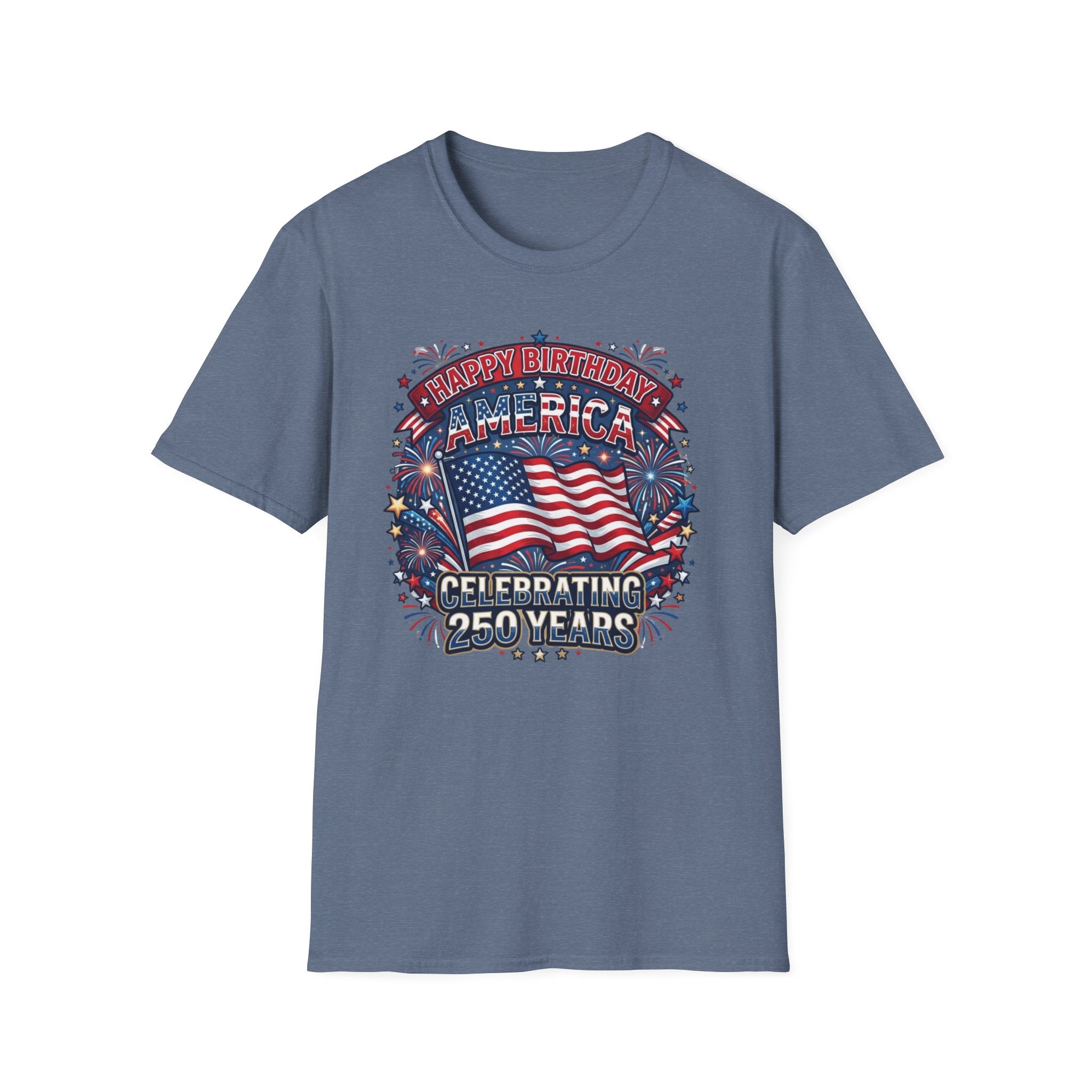 T-Shirt — "Happy Birthday America" Patriotic Flag Tee for 4th of July