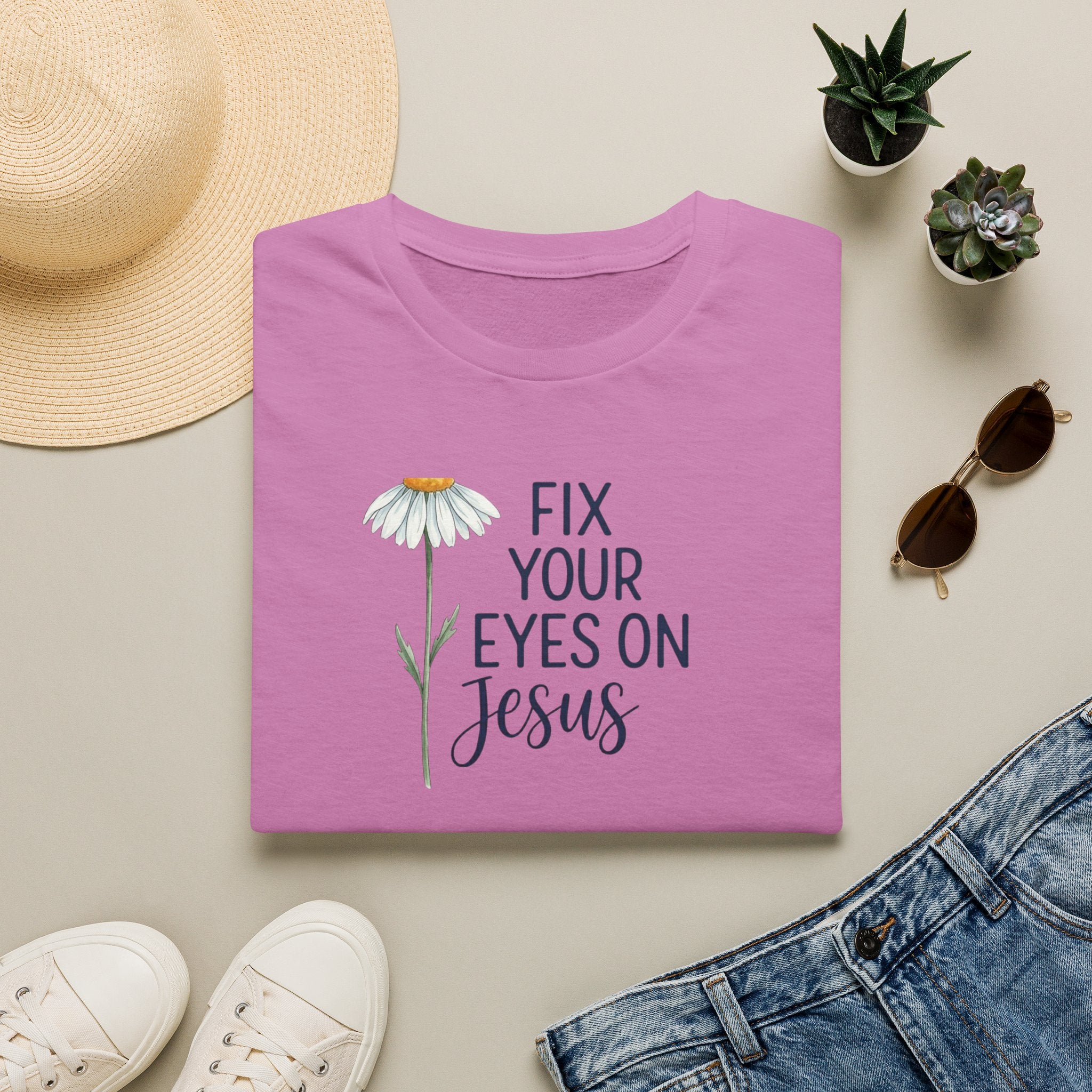“Fix Your Eyes on Jesus” Daisy Christian Tee