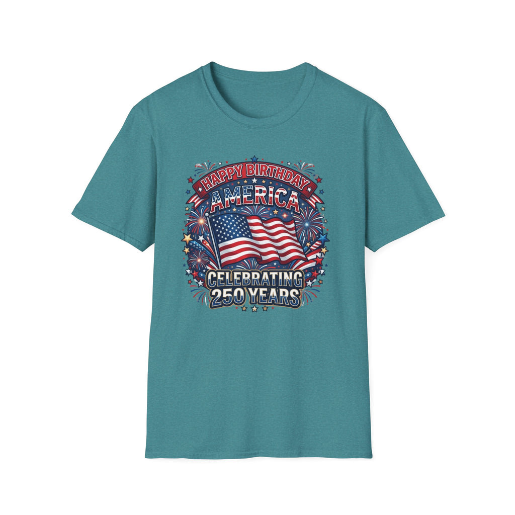 T-Shirt — "Happy Birthday America" Patriotic Flag Tee for 4th of July