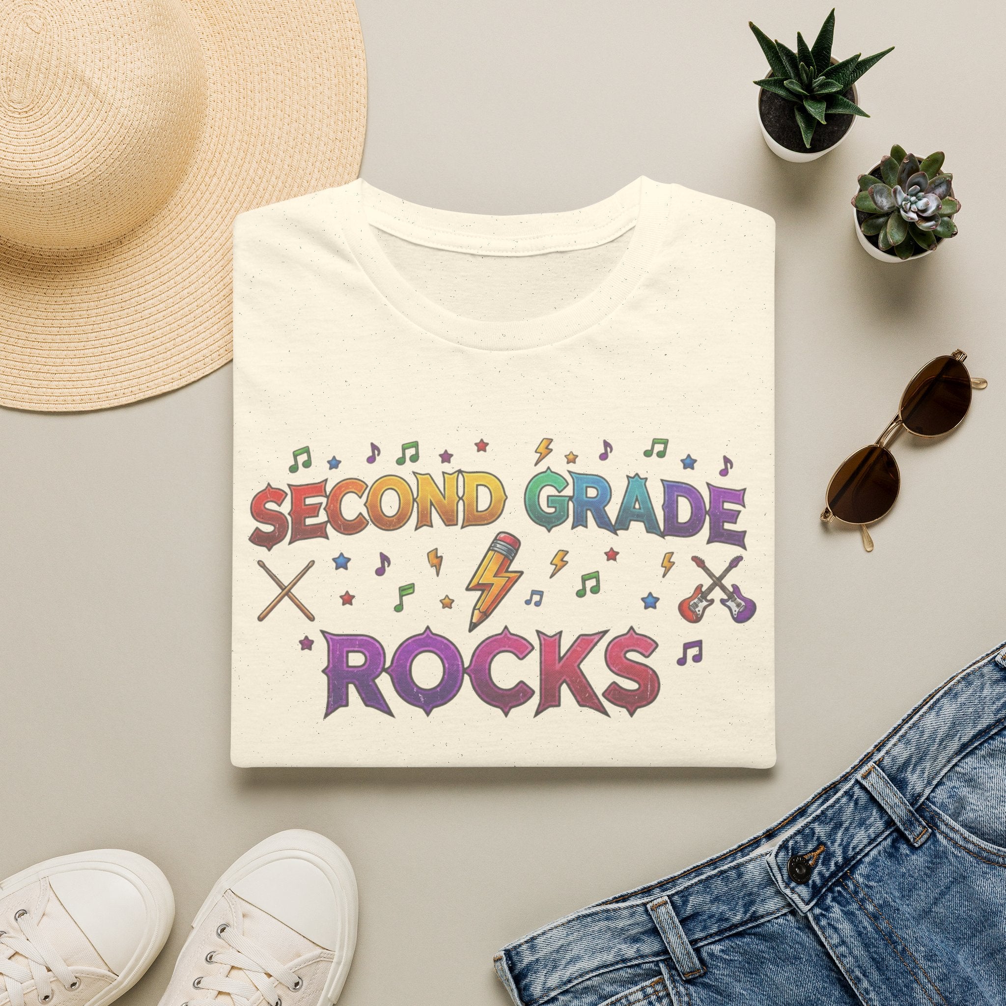 Second Grade Rocks T-Shirt — Fun Teacher & Student School Spirit Tee