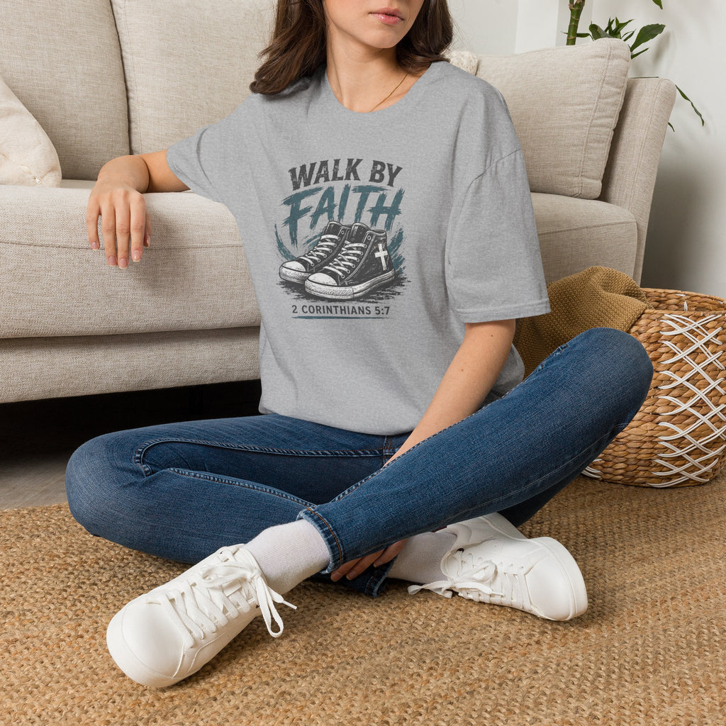 Walk by Faith T-Shirt — Christian Faith Graphic Tee (2 Corinthians 5:7)