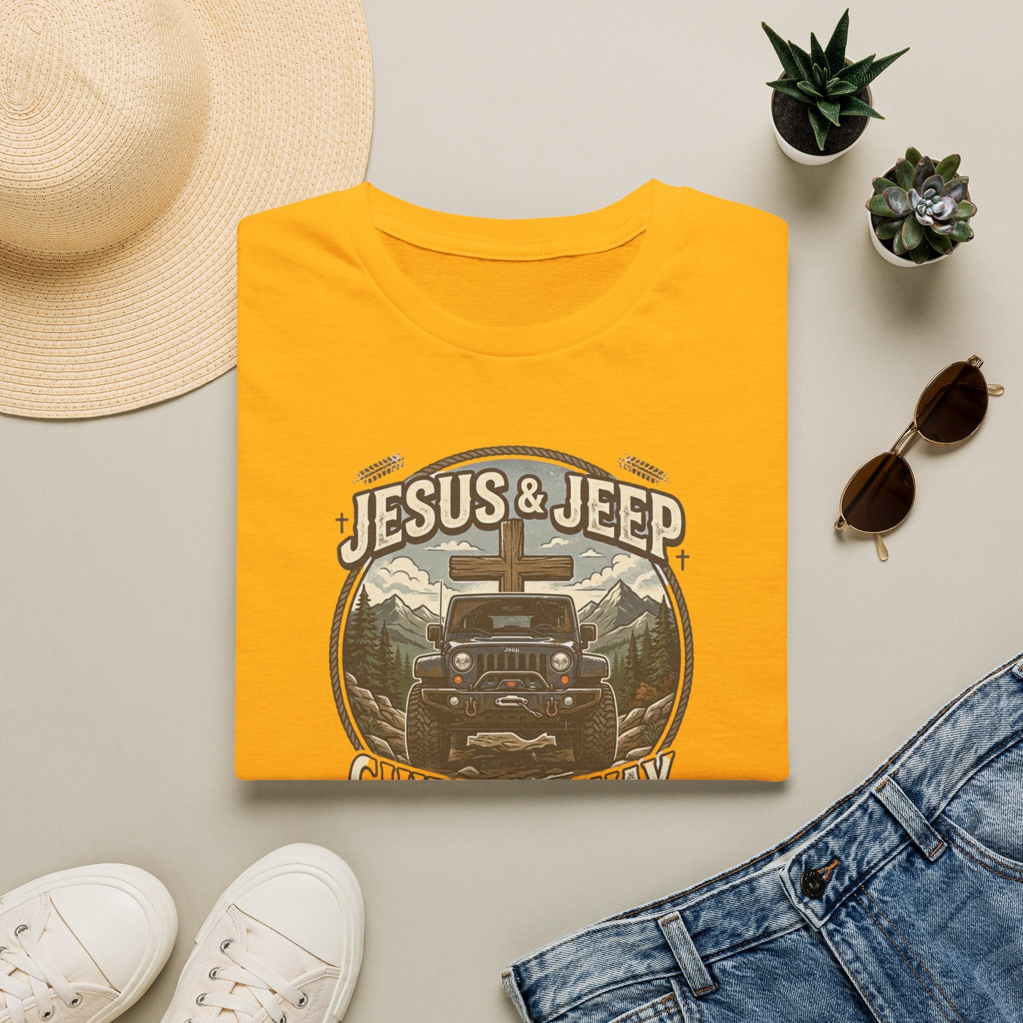 Jesus & Jeep T‑Shirt — Christian Off‑Road Faith Tee ("Jesus & Jeep Guide My Way")