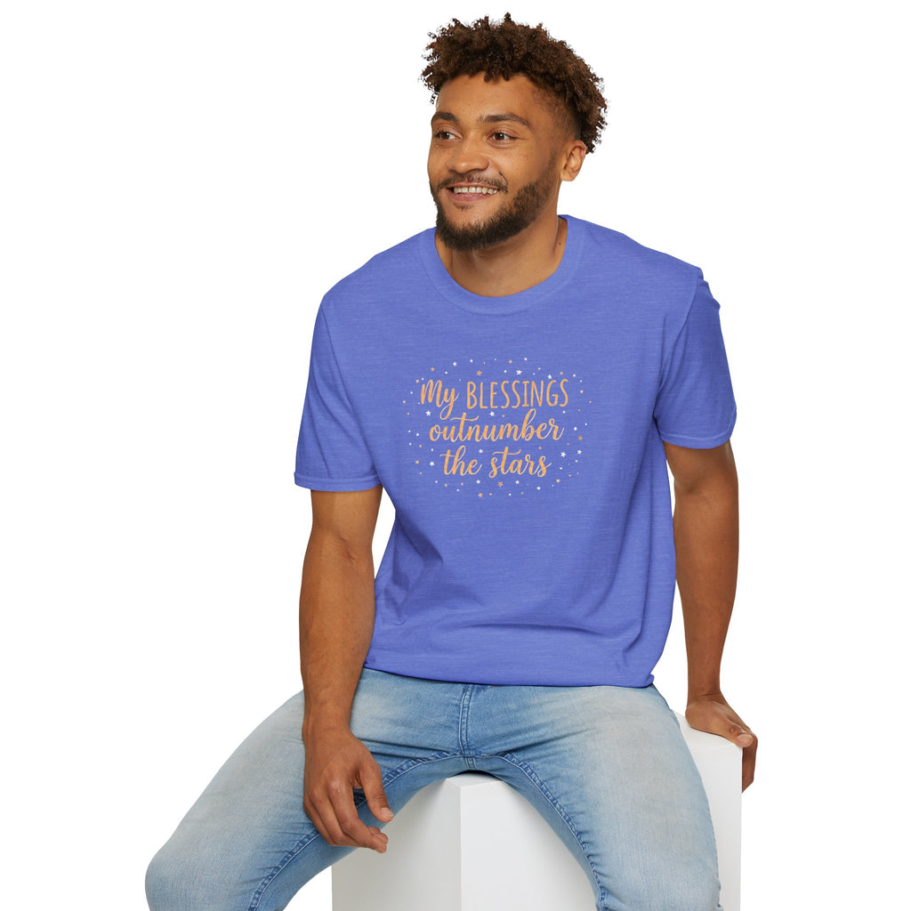T-Shirt — “My Blessings Outnumber the Stars” Inspirational Script Tee