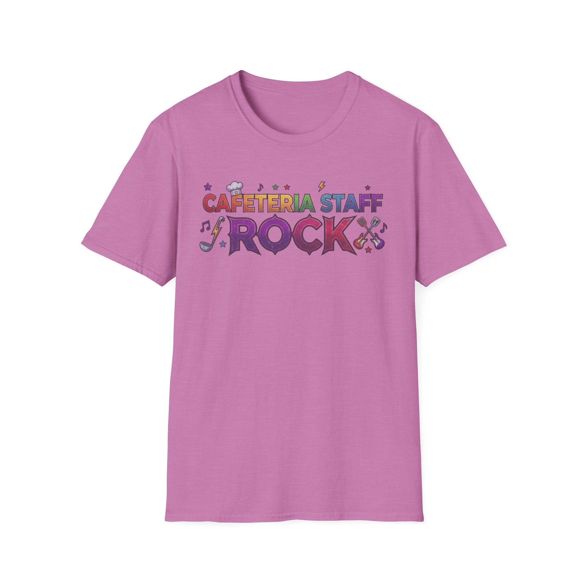 Cafeteria Staff Rock T-Shirt — Retro Rainbow School Lunch Crew Tee