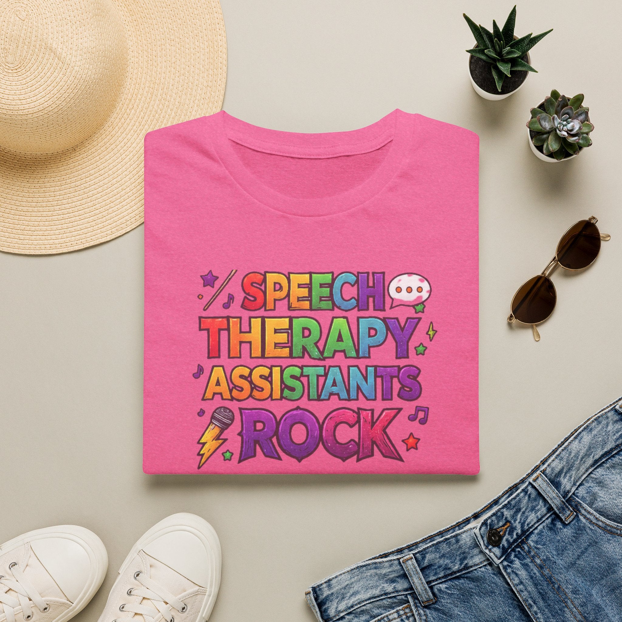 Speech Therapy Assistants Rock T-Shirt — Colorful Retro Pride Tee for SLP Assistants