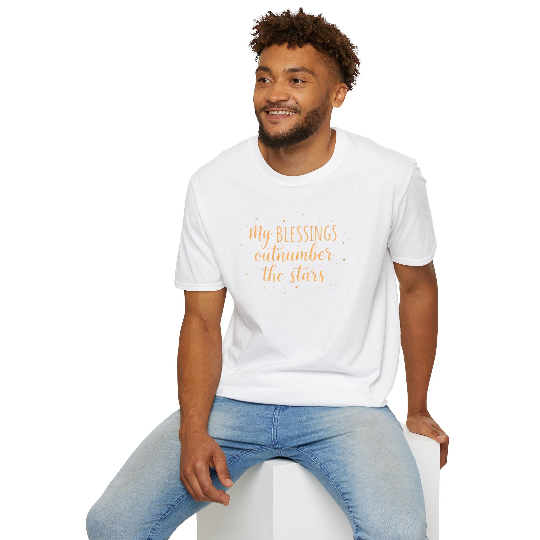 T-Shirt — “My Blessings Outnumber the Stars” Inspirational Script Tee