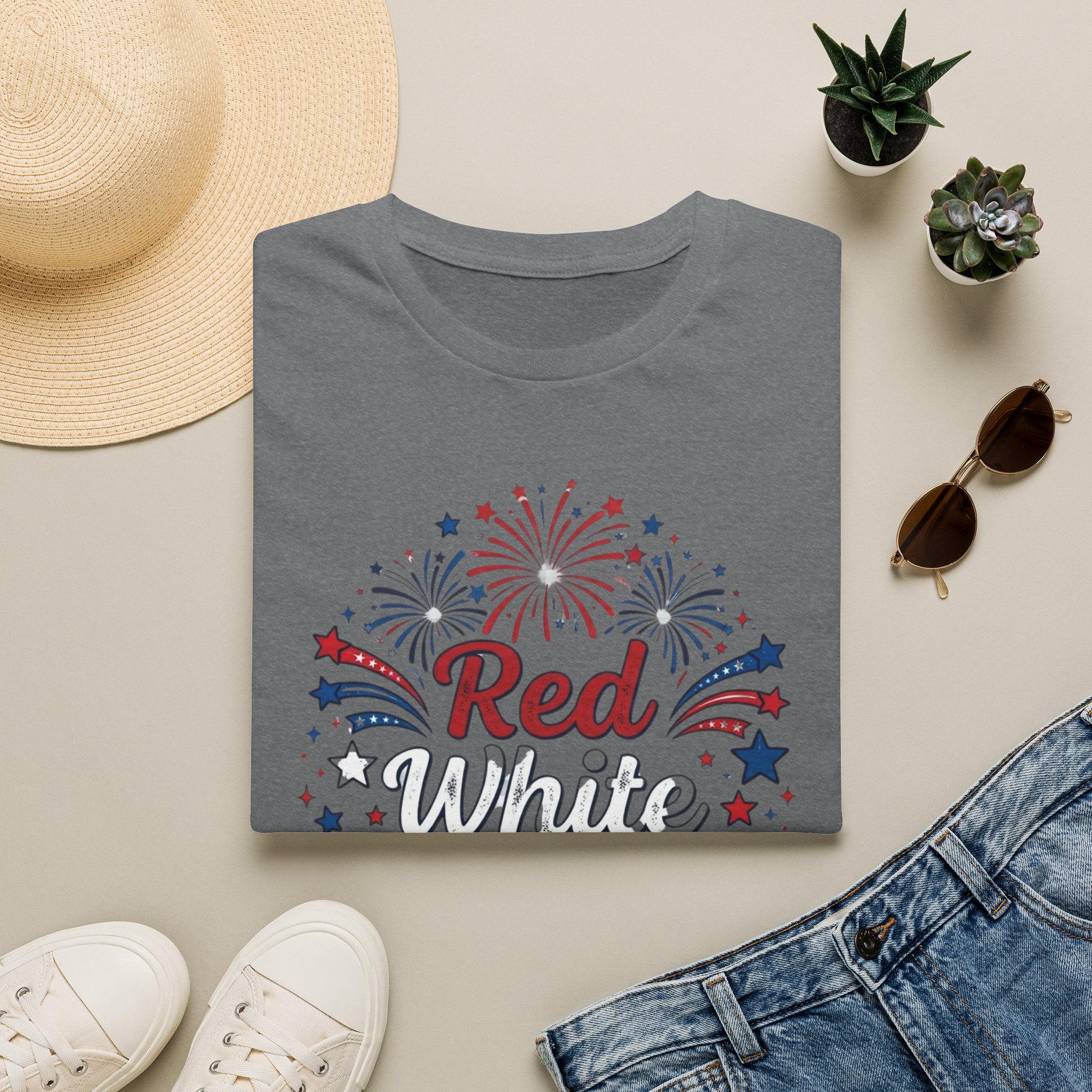 T-Shirt — "Red White & Blessed" Patriotic Fireworks Tee for 4th of July