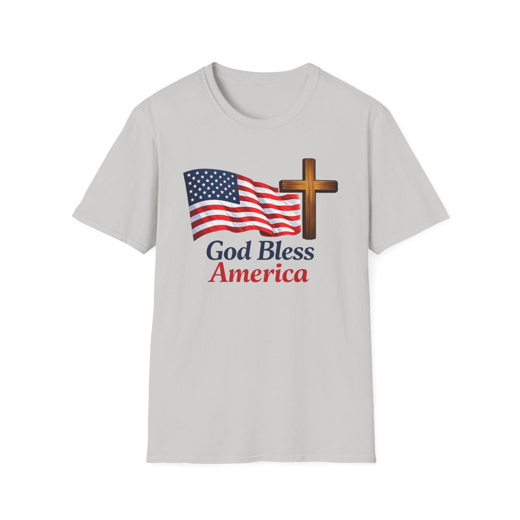 God Bless America T-Shirt — American Flag & Cross Patriotic Faith Tee