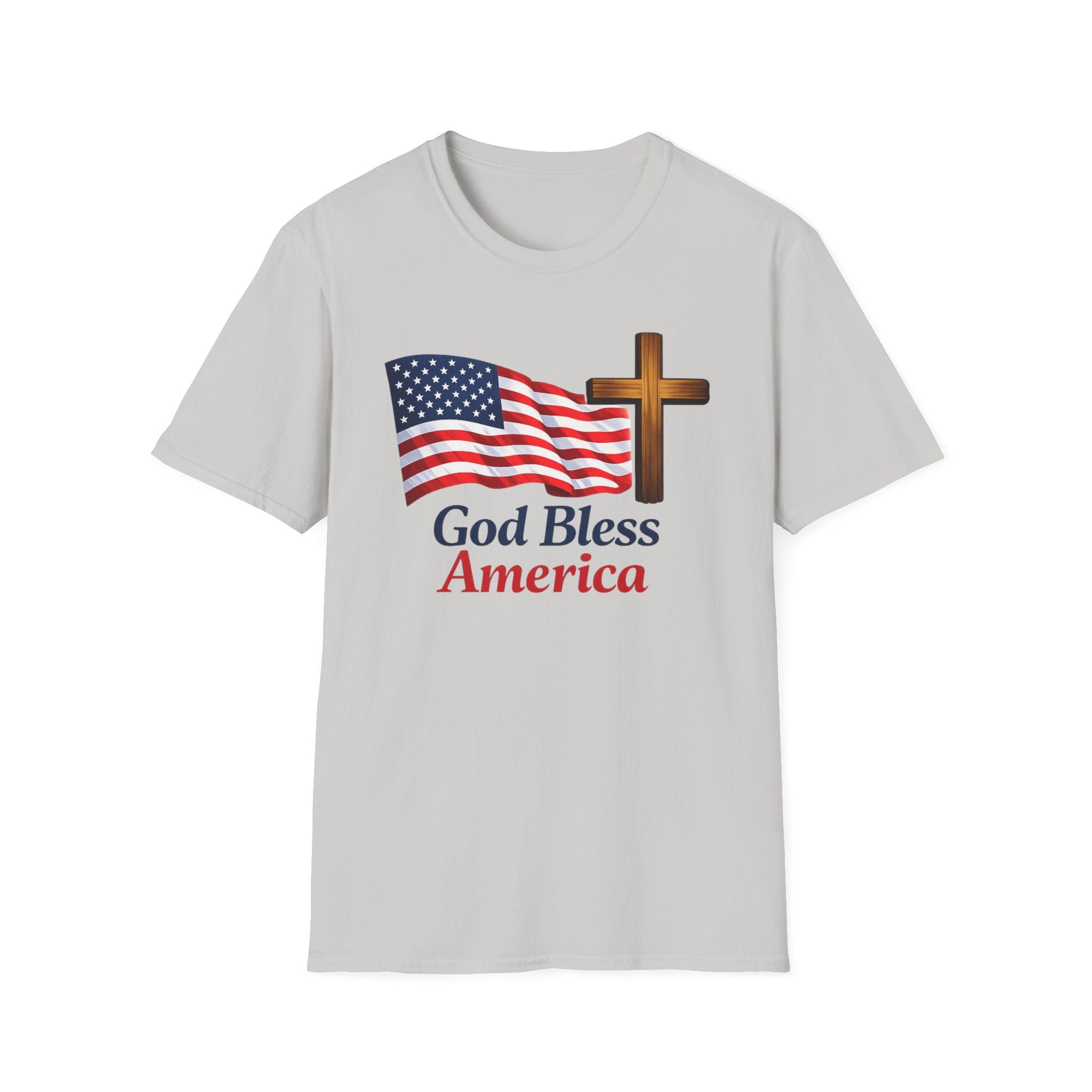 God Bless America T-Shirt — American Flag & Cross Patriotic Faith Tee