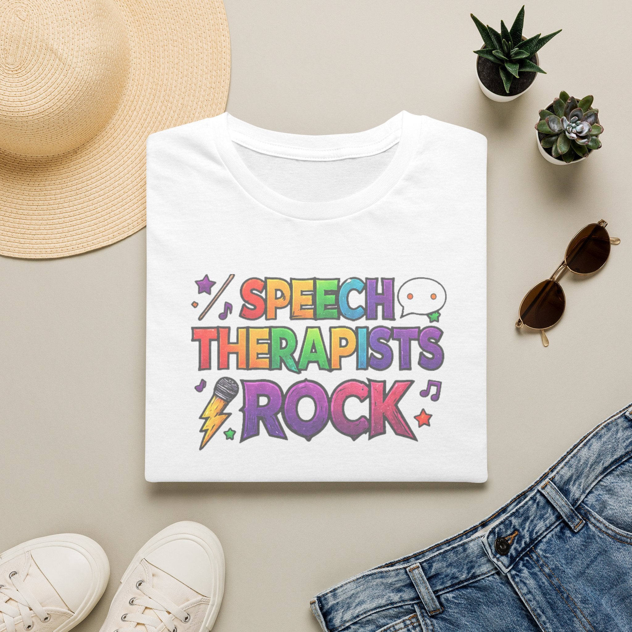 Speech Therapists Rock T-Shirt — Colorful Retro Graphic Tee for SLPs