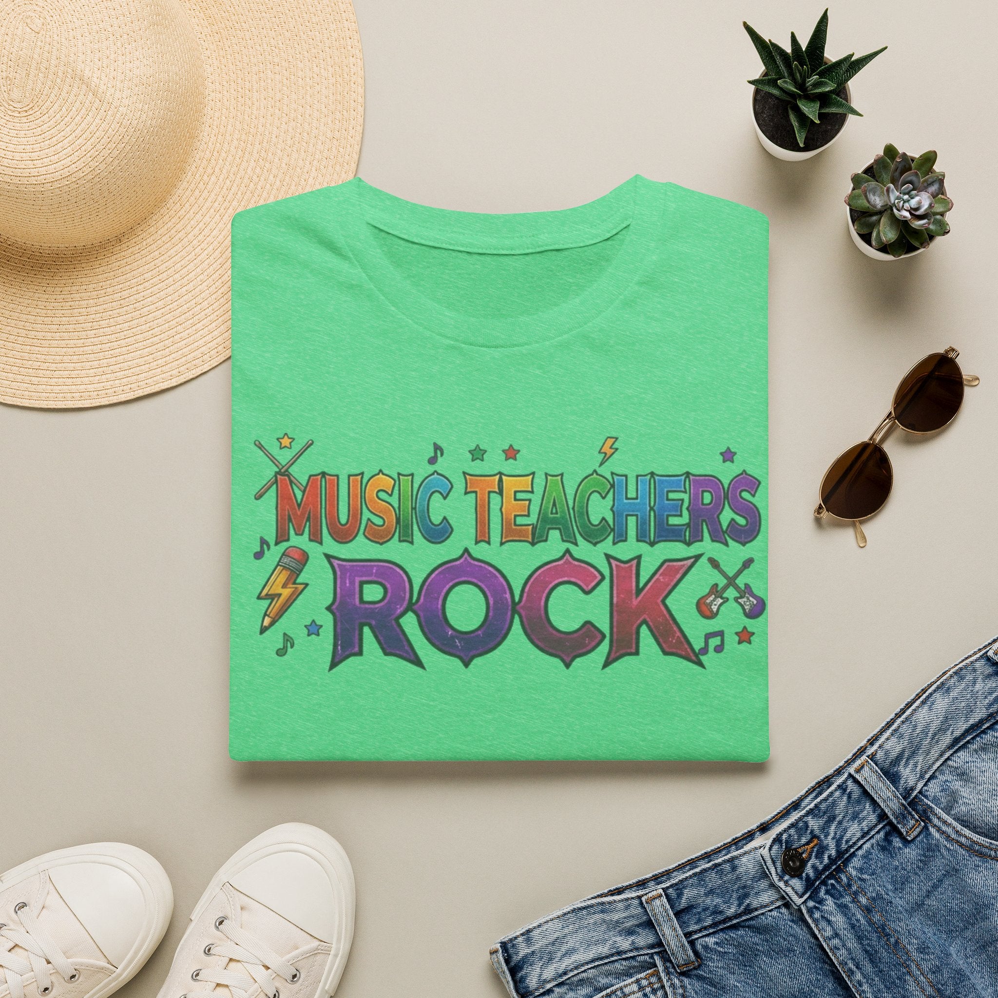 Music Teachers Rock T‑Shirt — Funky Colorful Graphic Tee for Music Educators