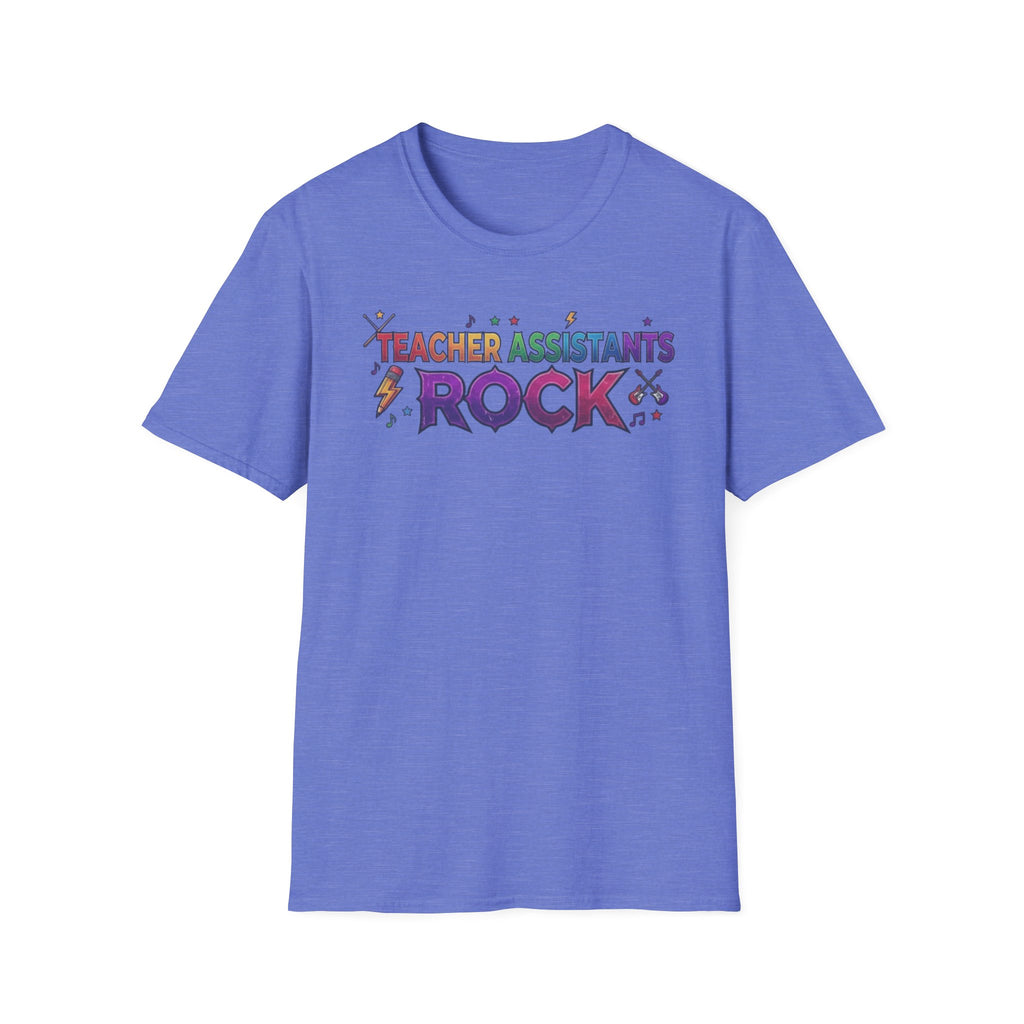 Teacher Assistants Rock T-Shirt — Colorful Retro School Support Staff Tee