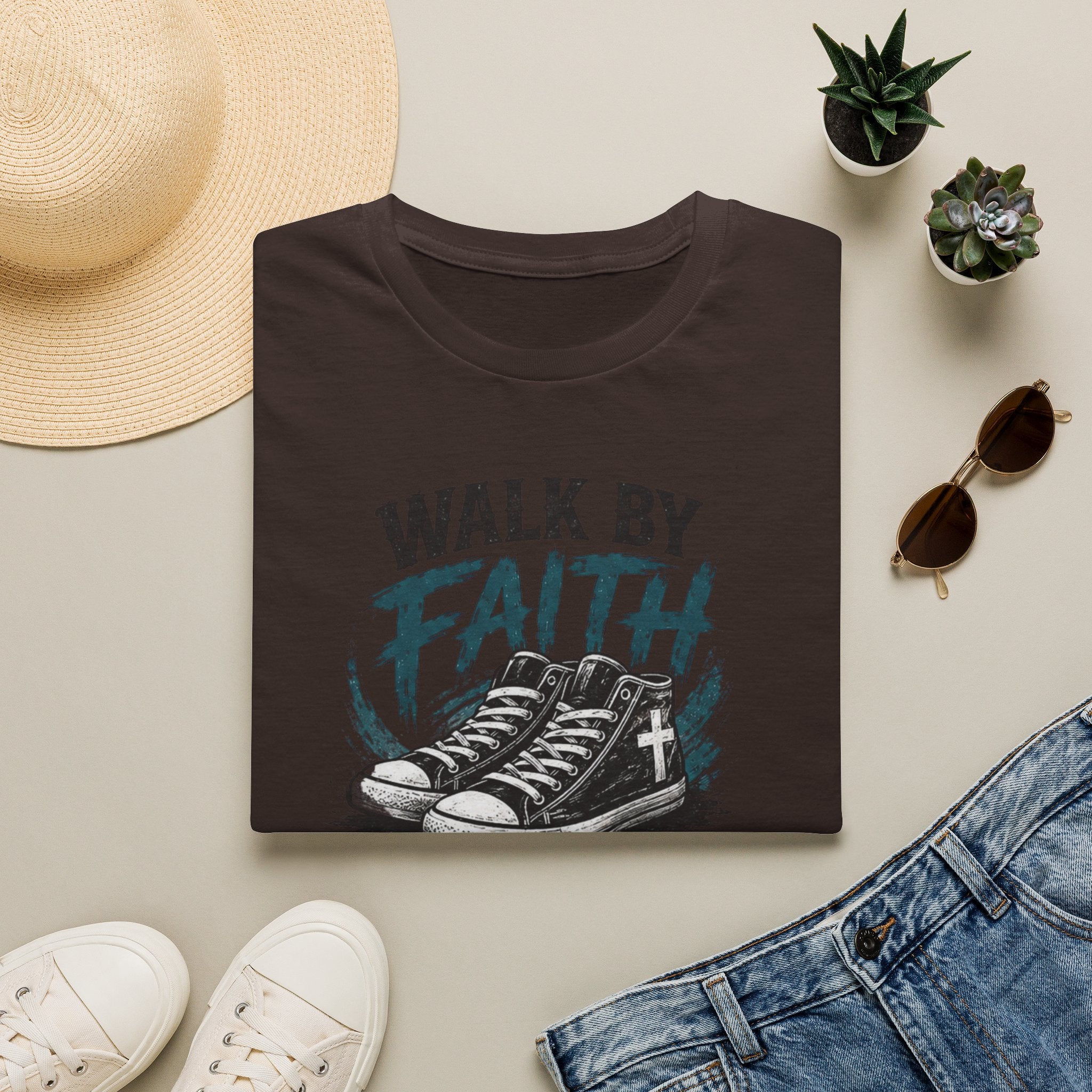 Walk by Faith T-Shirt — Christian Faith Graphic Tee (2 Corinthians 5:7)