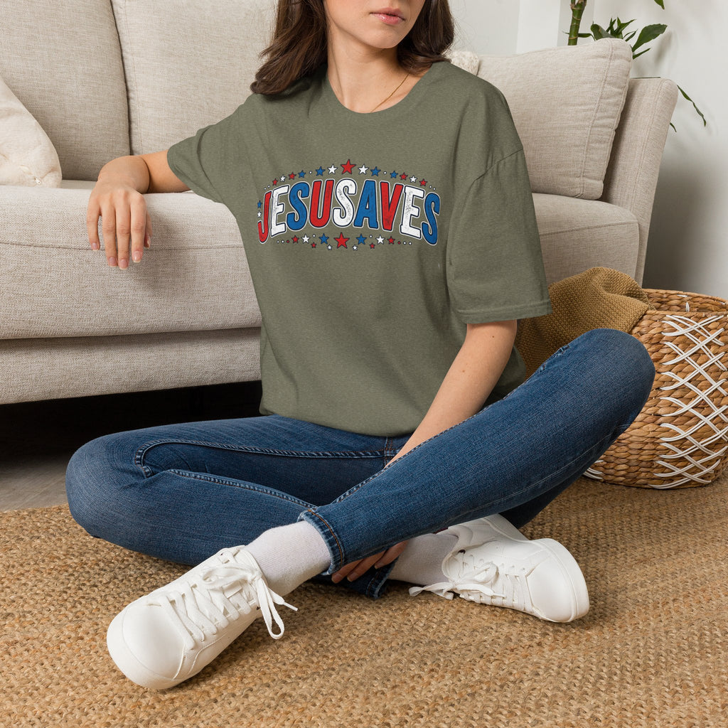 Jesus Saves T-Shirt — Patriotic Christian Faith Tee