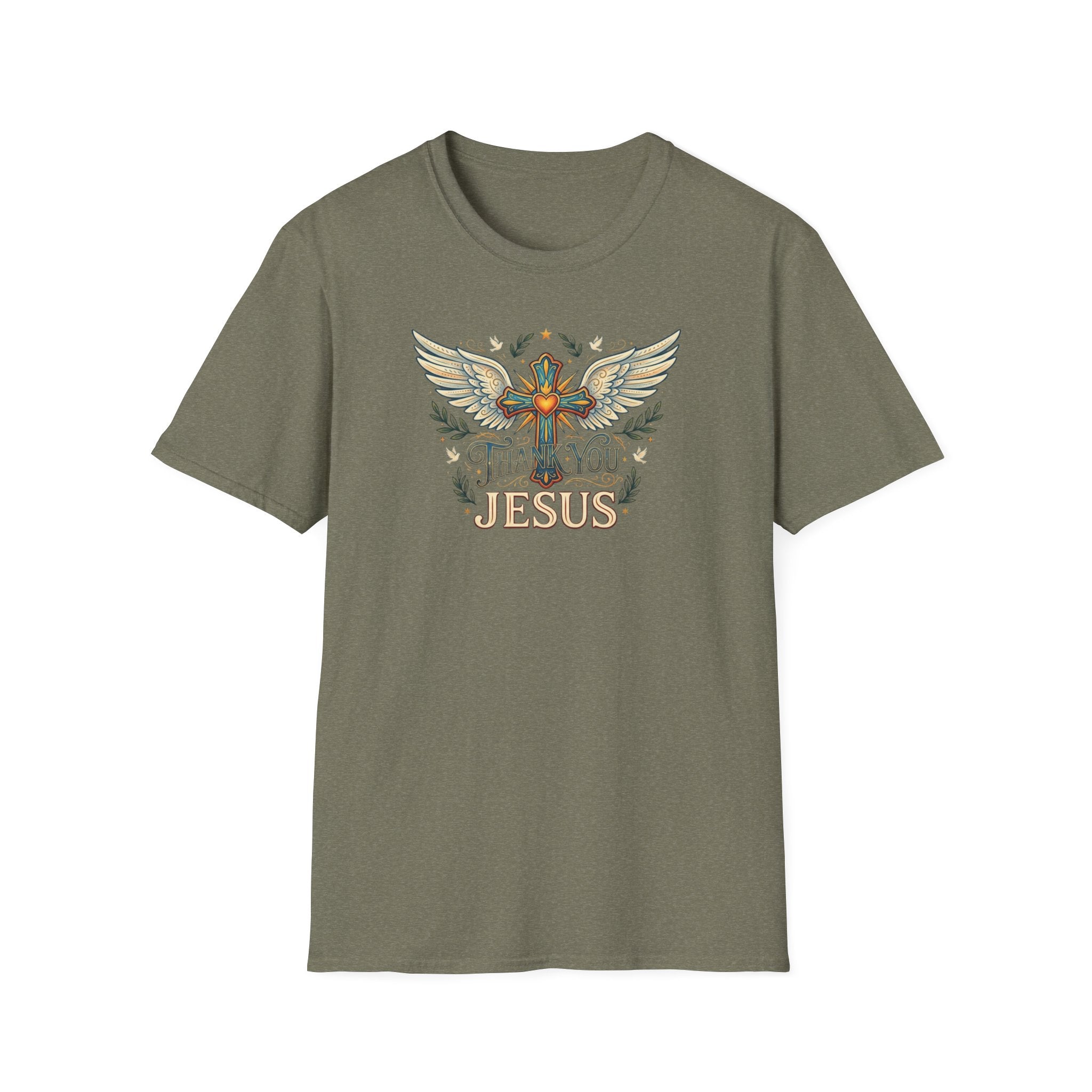 Thank You Jesus T-Shirt — Winged Cross Christian Faith Tee