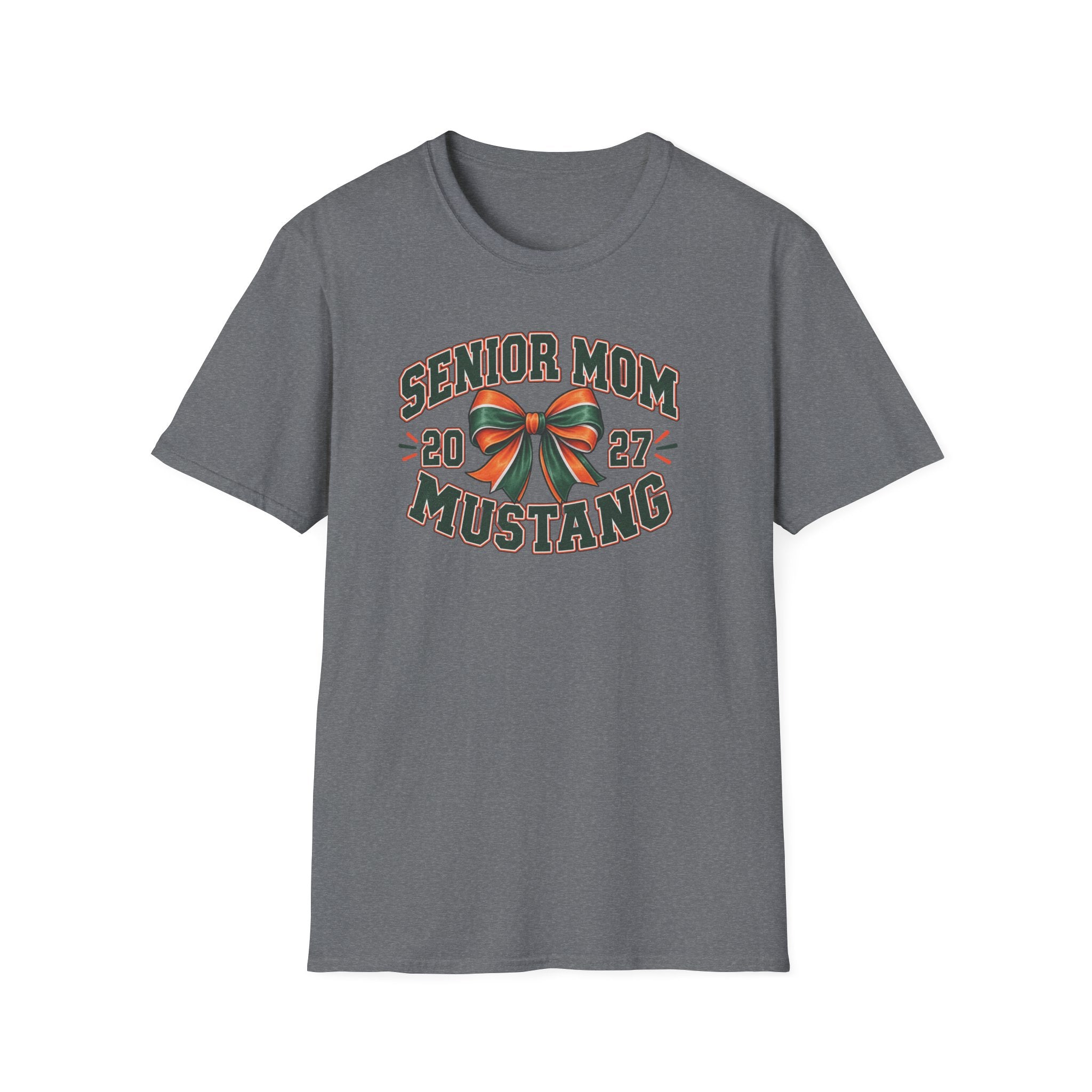 Senior Mom 2027 Mustang T-Shirt — Graduation Cheer Mom Shirt